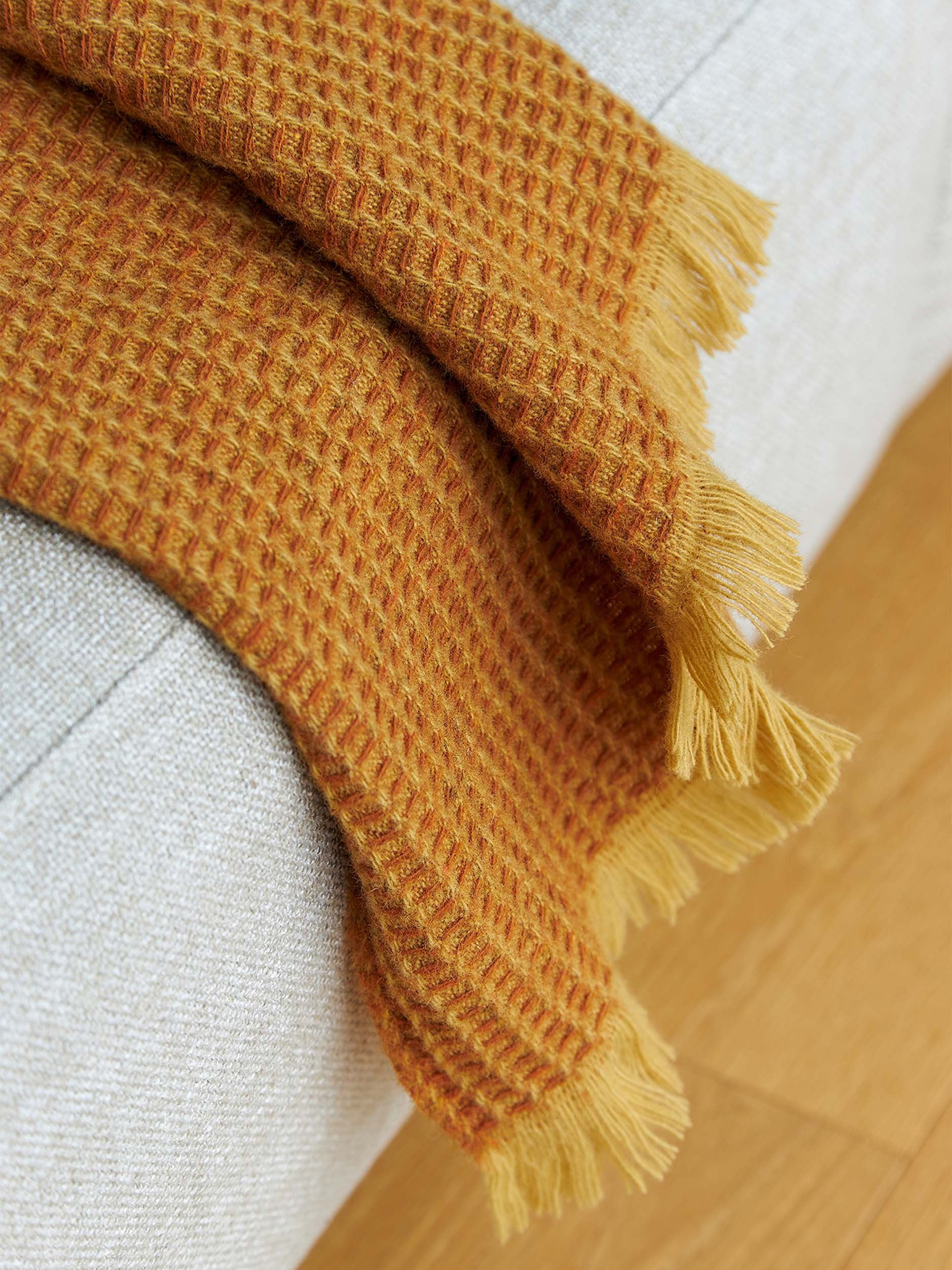 Waffle Wool Blanket Honey/Orange Peel / 150x180cm