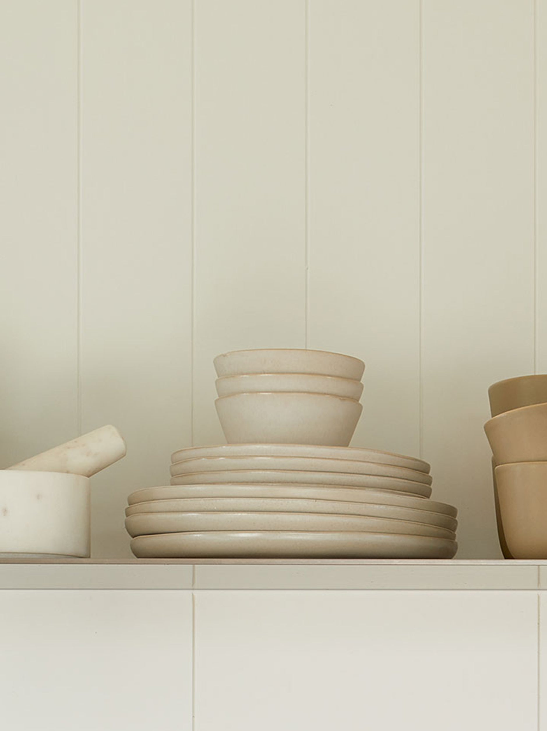 Finch Side Plate Set/4 White/Natural / 22cmdia
