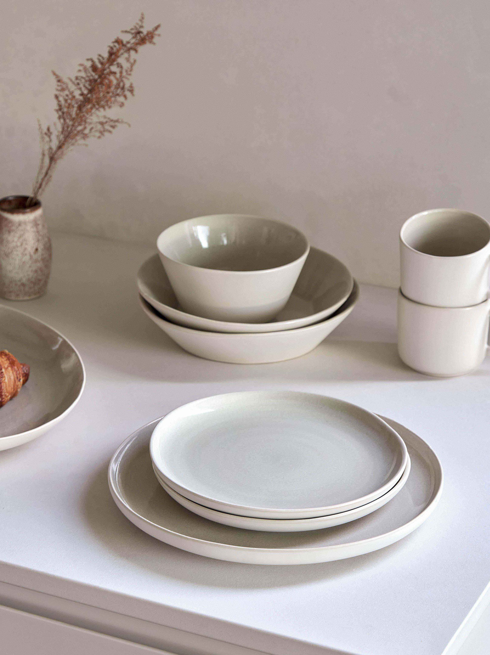 Finch Dinner Plate Set/4 Green/Natural / 28cmdia