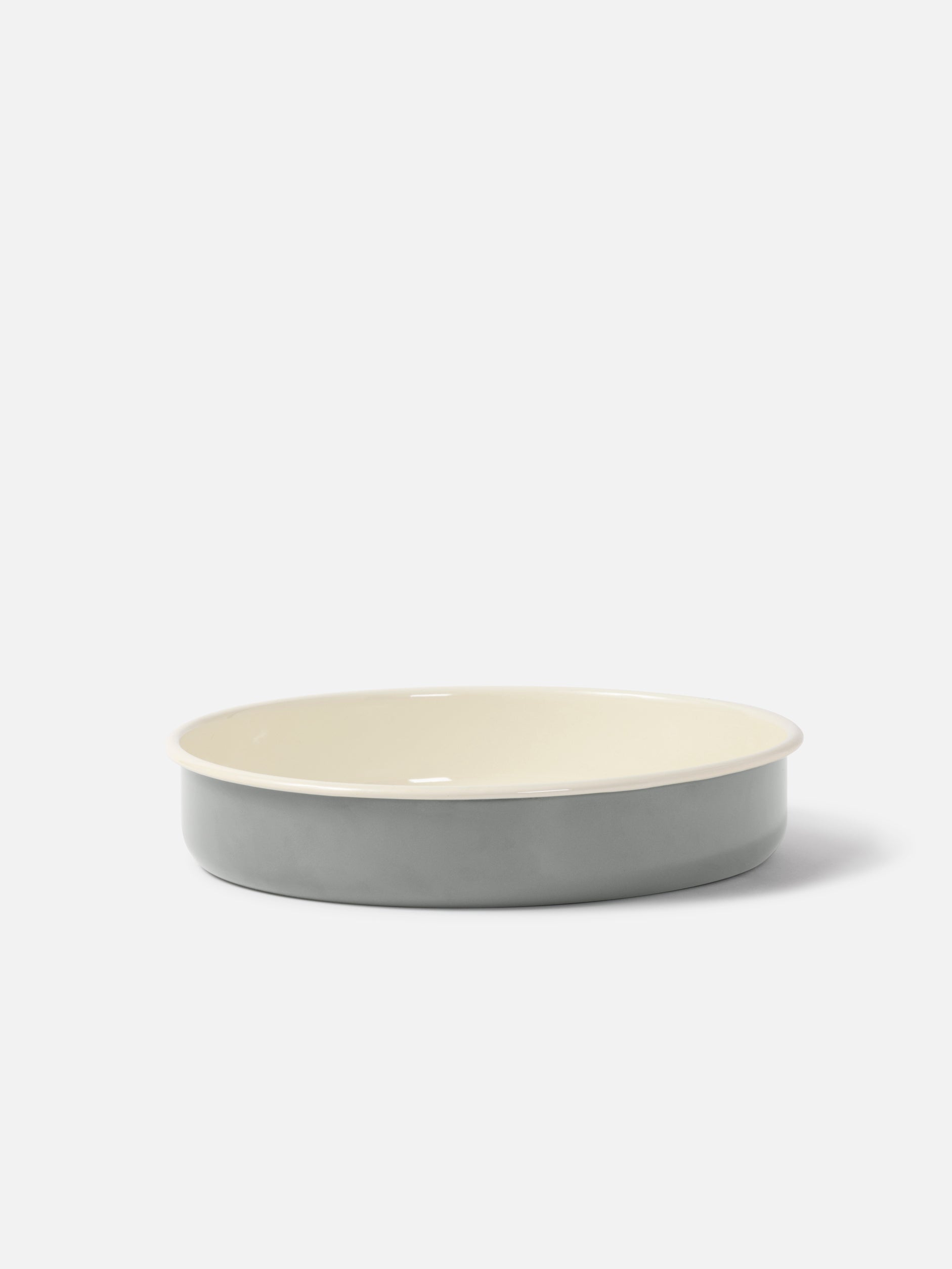 Enamel Round Baking Tray Dark Grey/Cream / Large