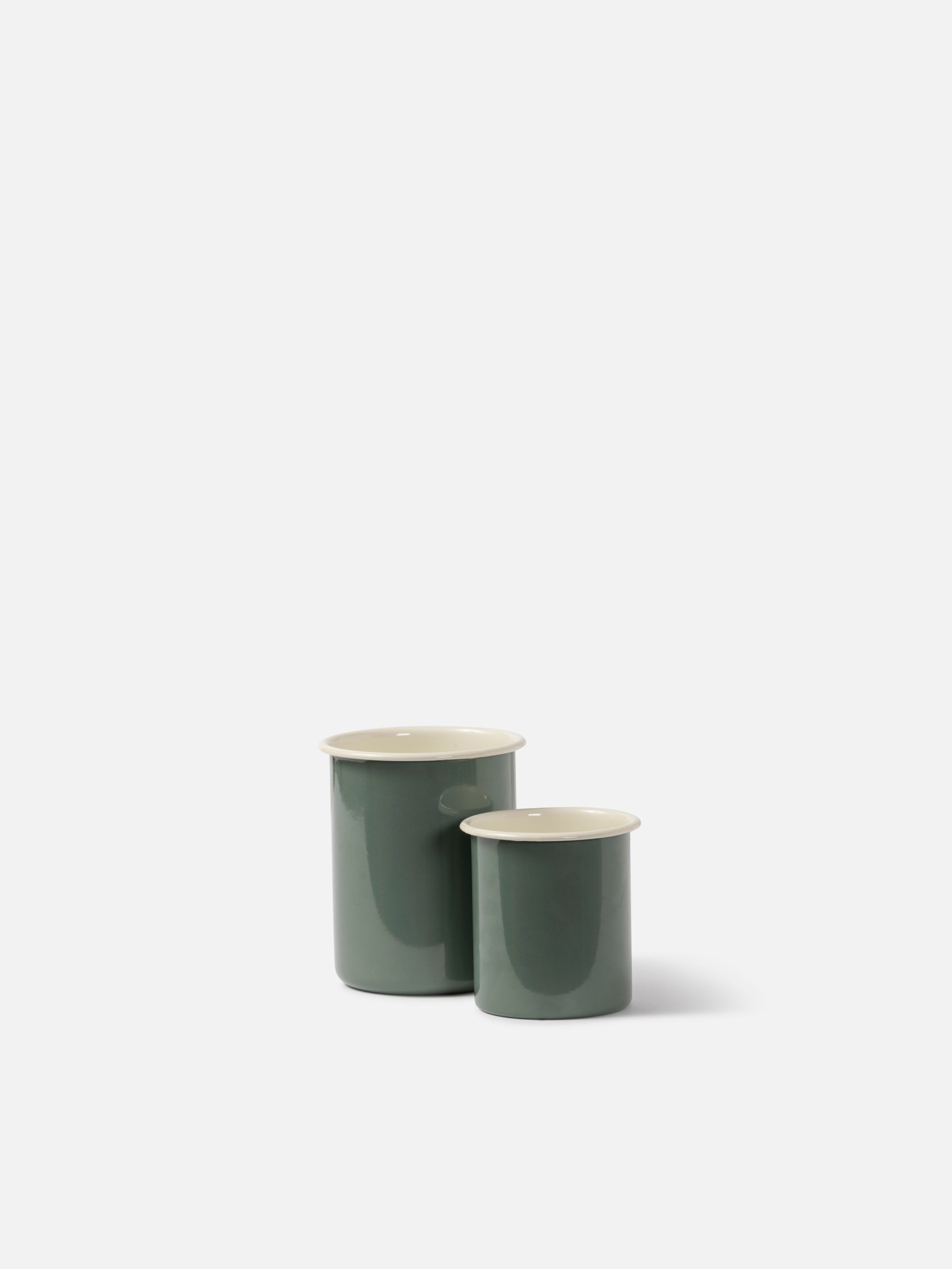 Enamel Utensil Holder Olive/Cream / Small