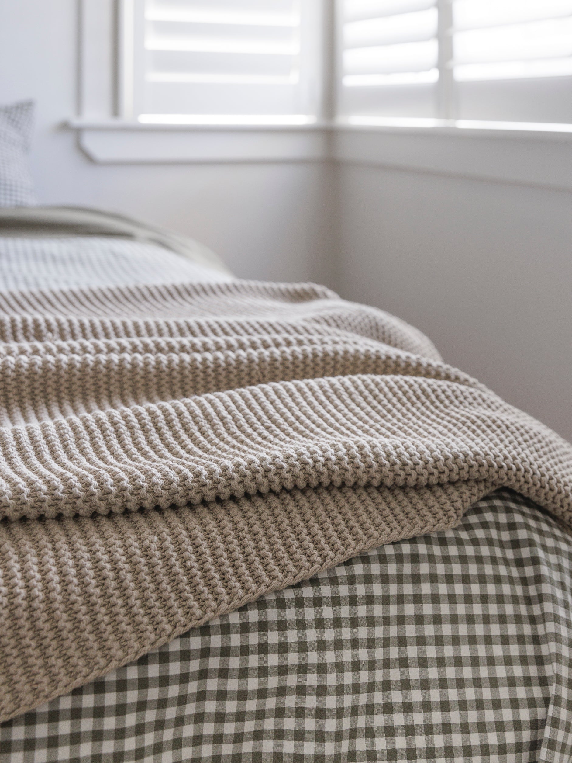 Purl Knit Throw Beige / 180x140cm