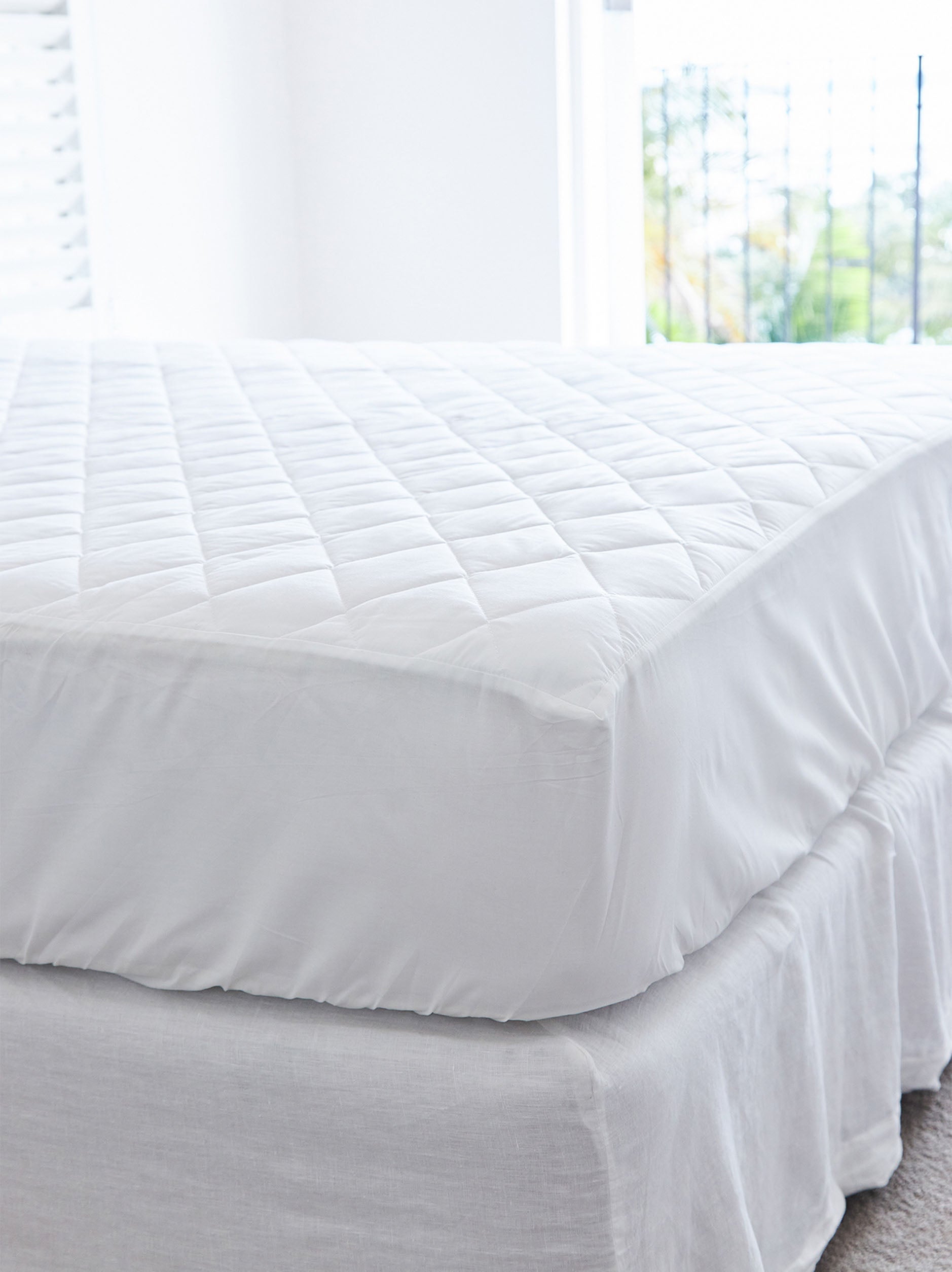 Organic Cotton Fitted Mattress Protector White / King