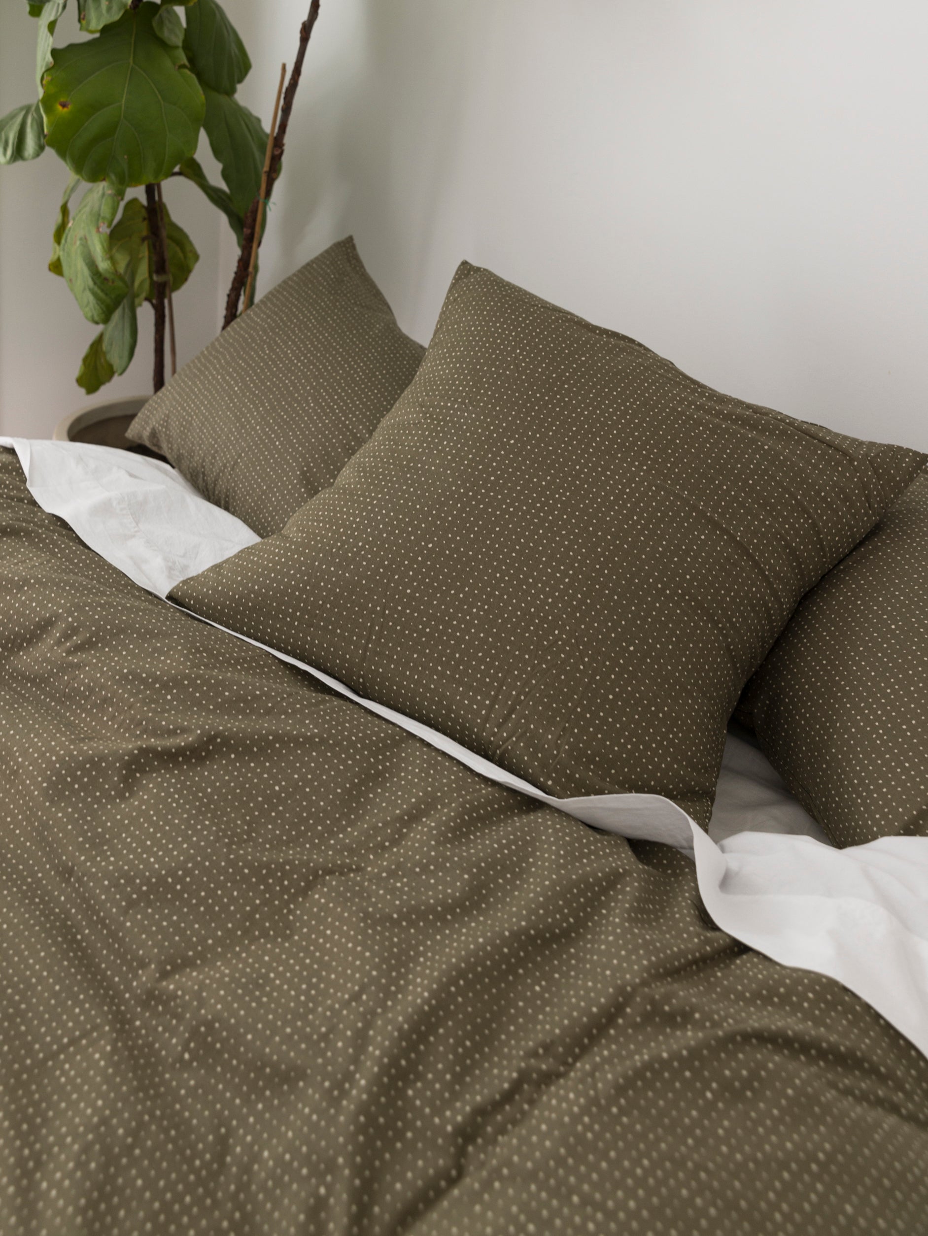 Inku Organic Cotton Linen Euro Pillowcase Olive / Euro Pillowcase
