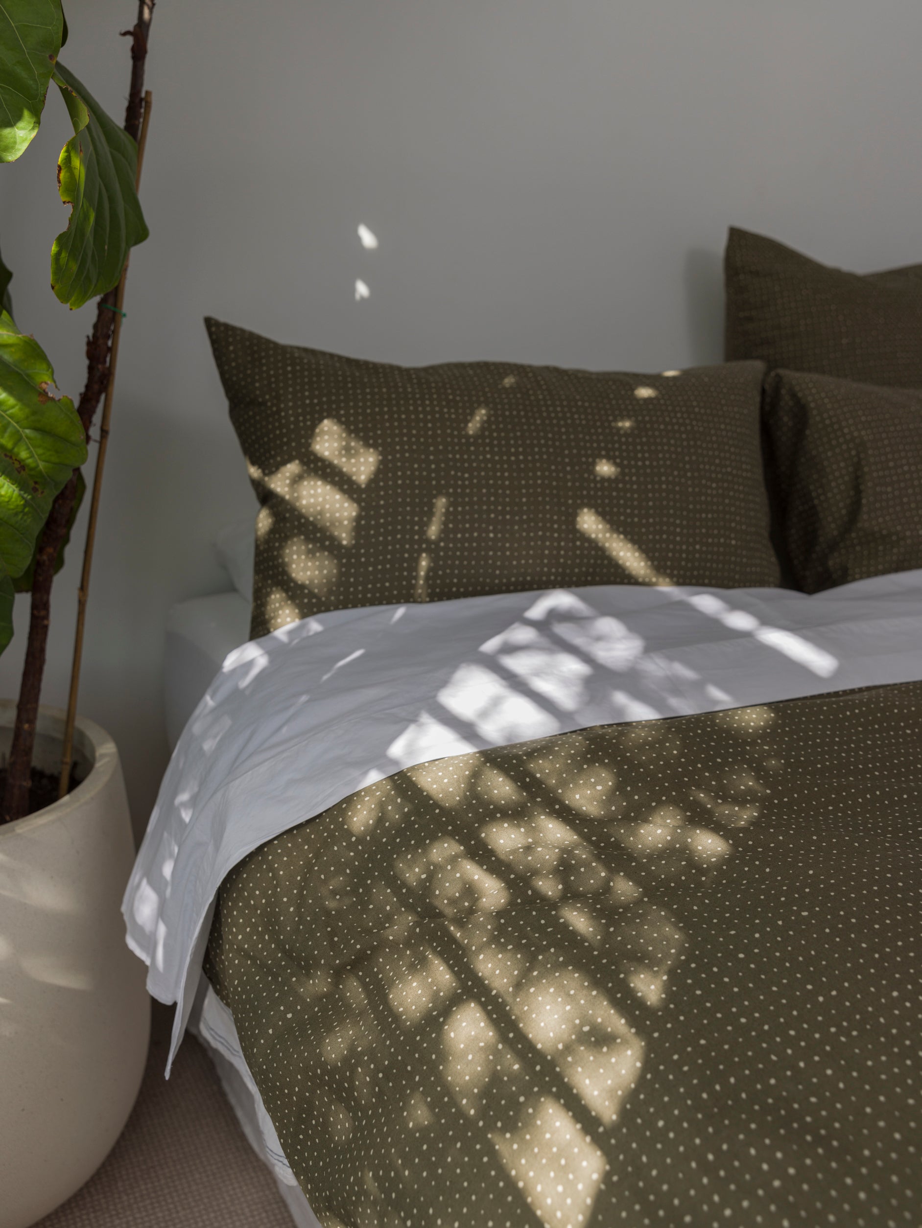 Inku Organic Cotton Linen Pillowcase PR Olive / Pillowcase Pair