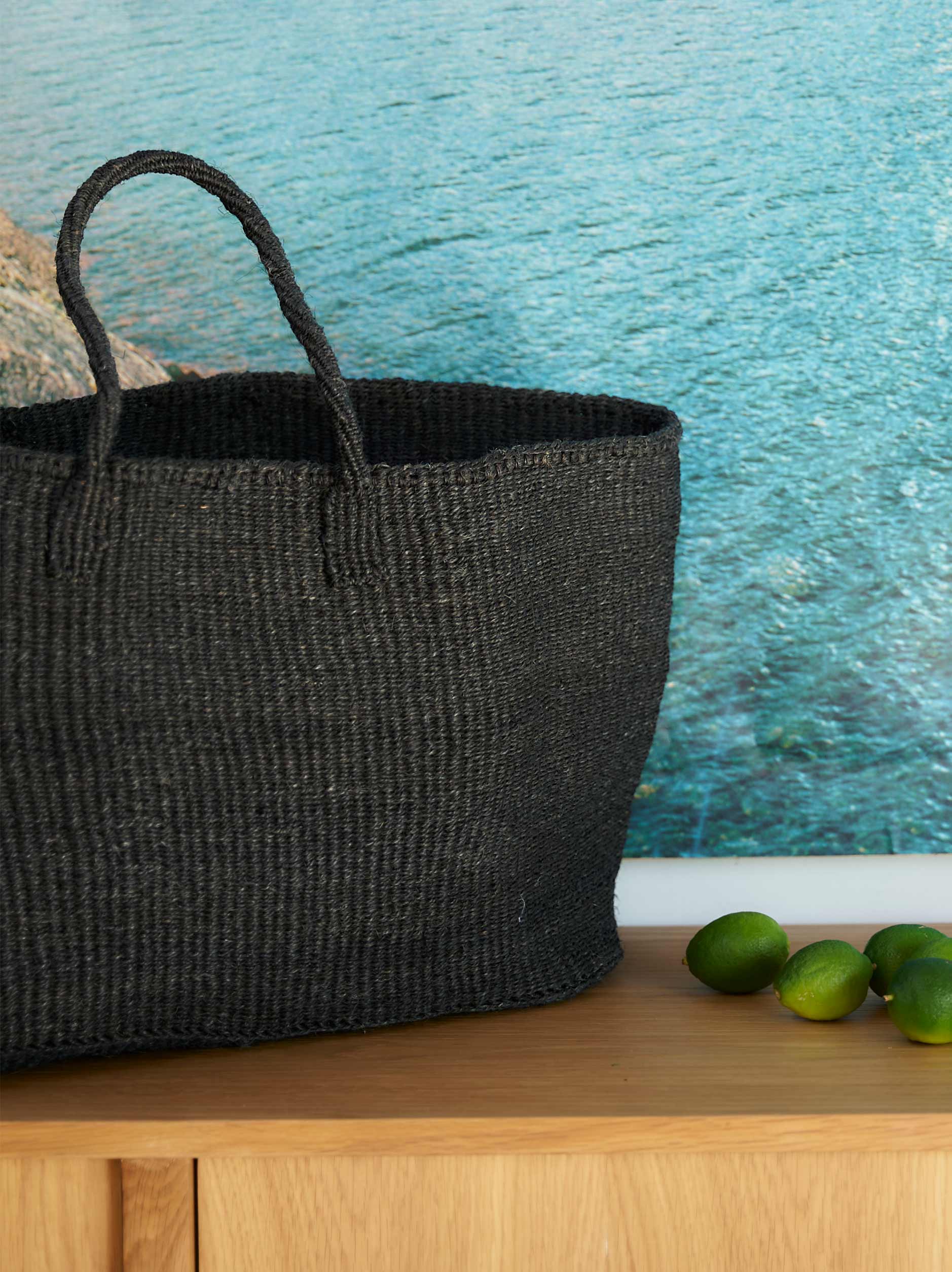 Sisal Oval Basket Charcoal / One Size