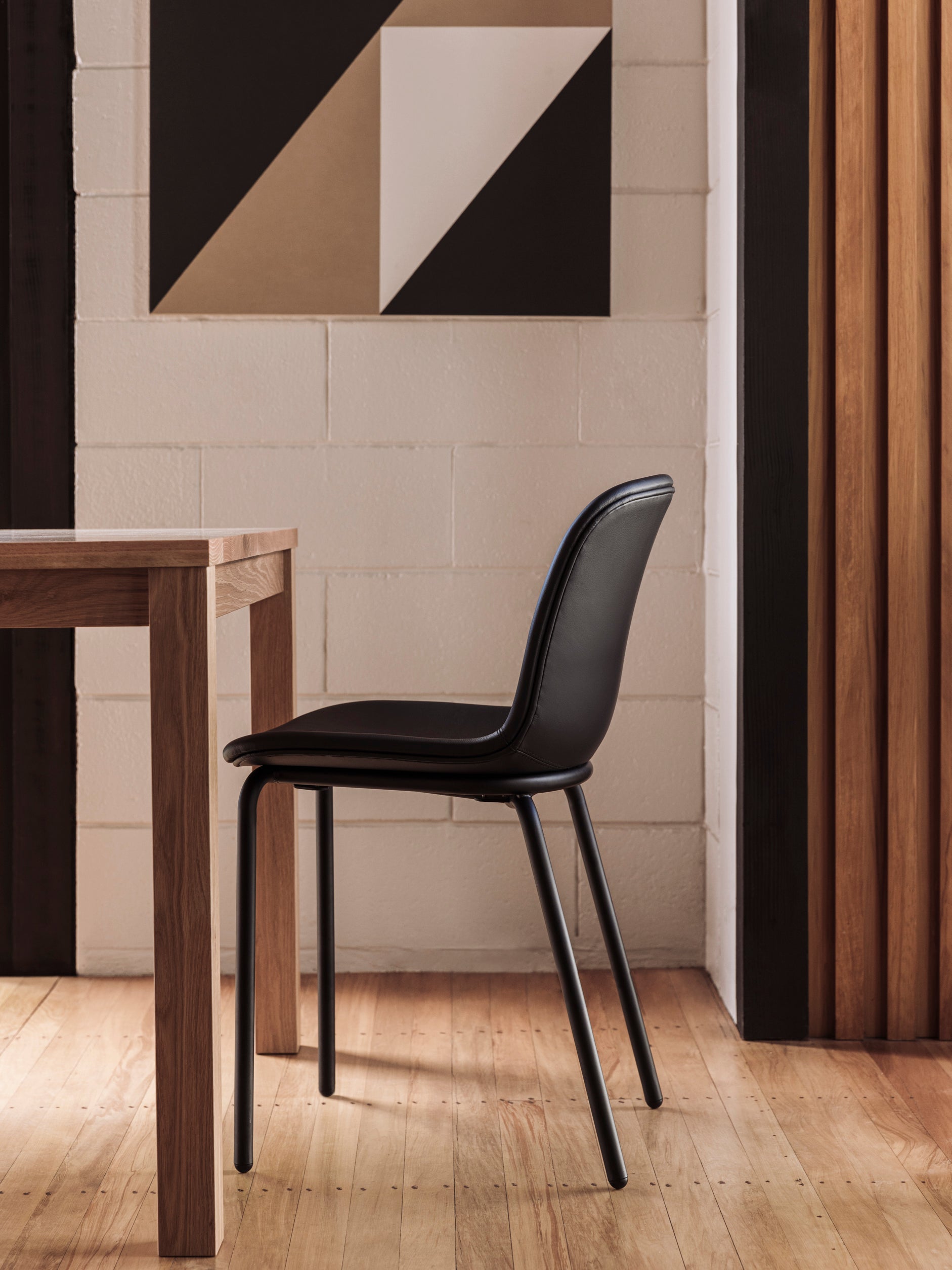 Acre Chair Leather Seat w/ Metal Base Black/Black / One Size