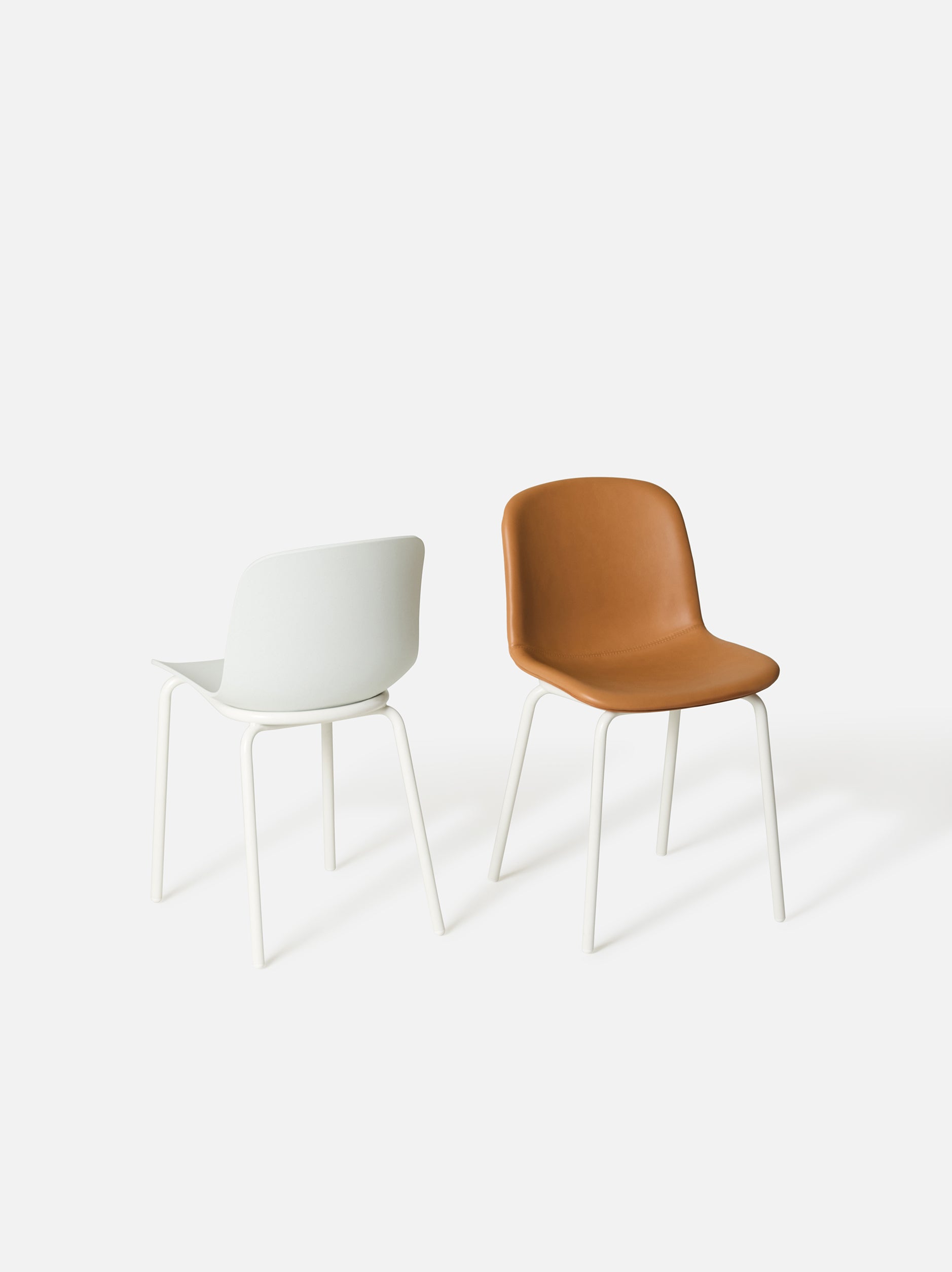 Acre Chair Leather Seat w/ Metal Base Brandy/White / One Size