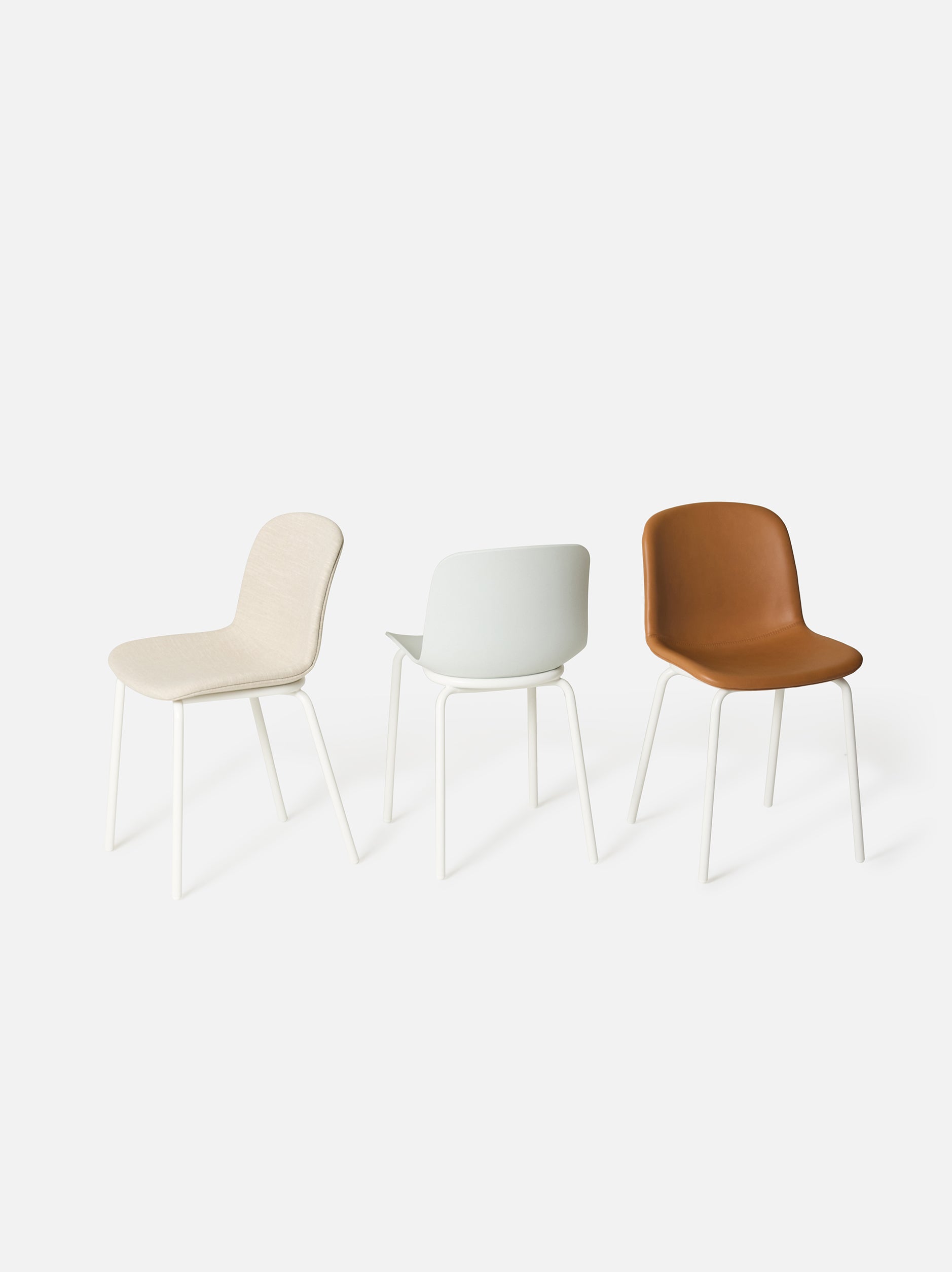 Acre Chair Leather Seat w/ Metal Base Brandy/White / One Size