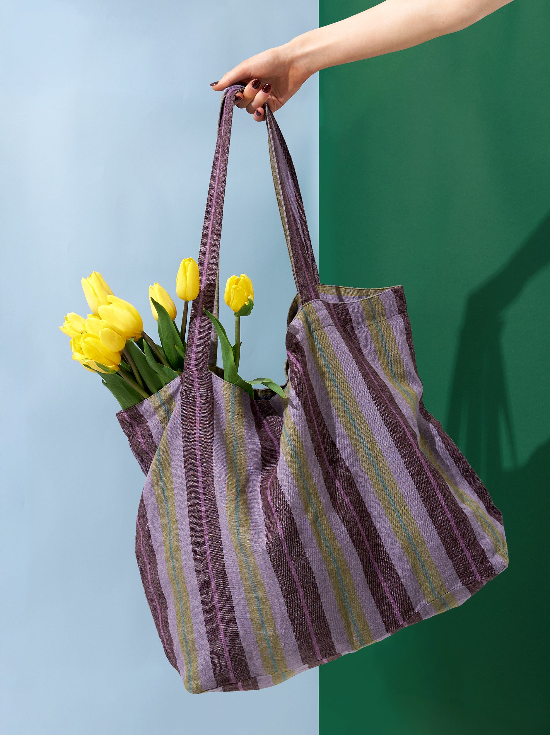 Biarritz Striped Market Bag Purple/Multi / 60x13x40cmh