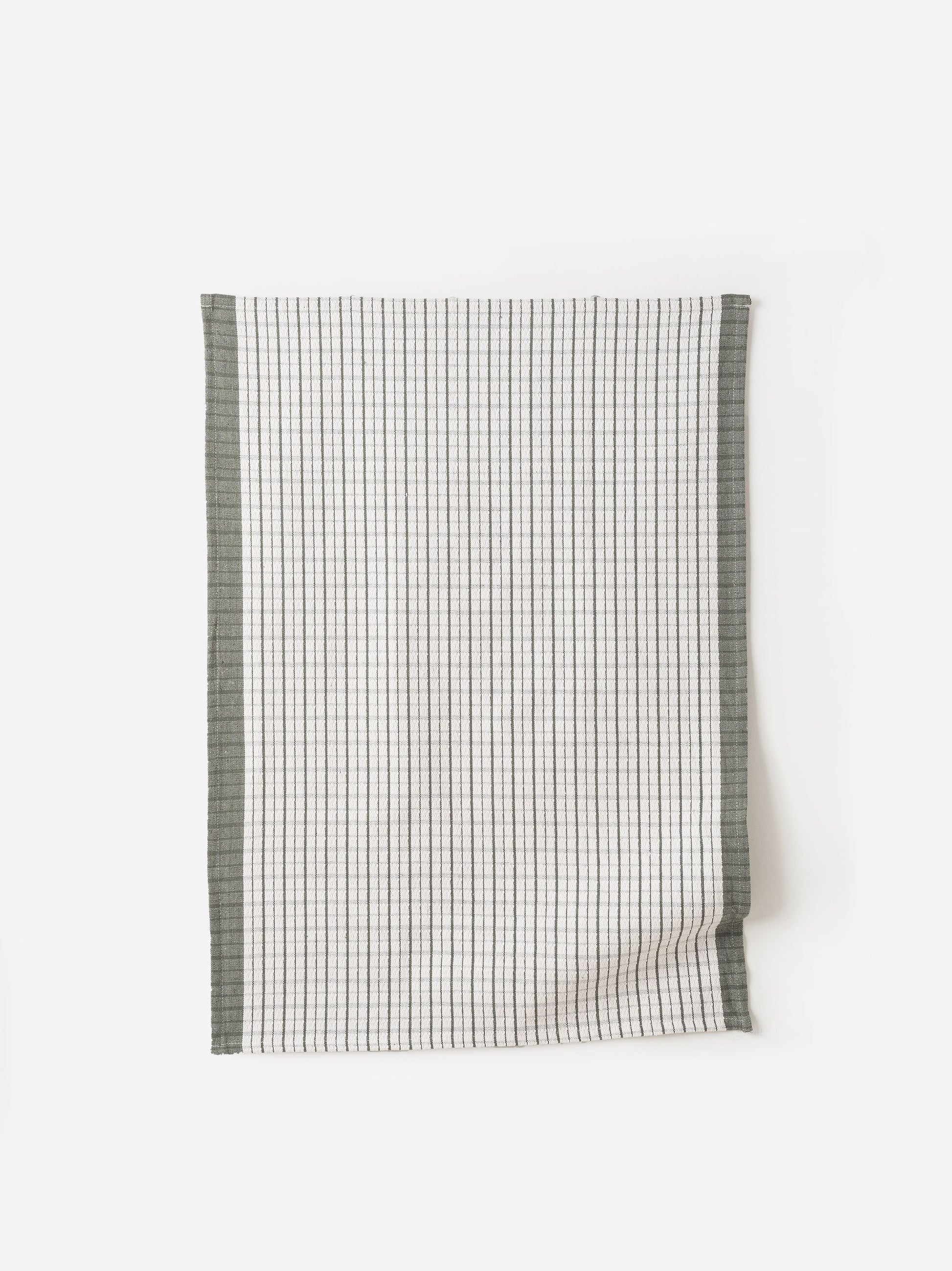 Heavy Cotton Tea Towel Olive/White / 55x75cm