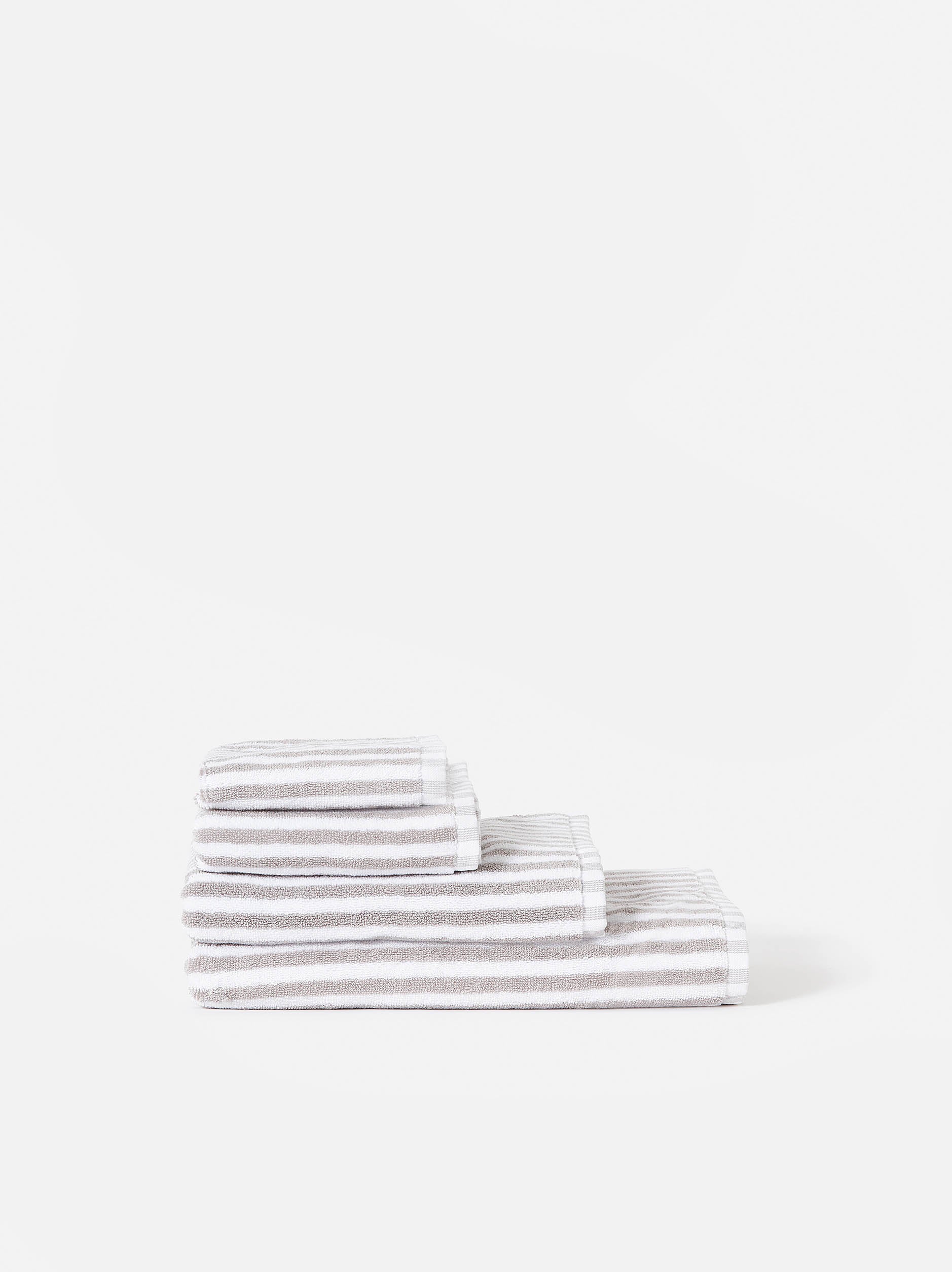 Wide Stripe Cotton Face Cloth Grey/White / Face Cloth