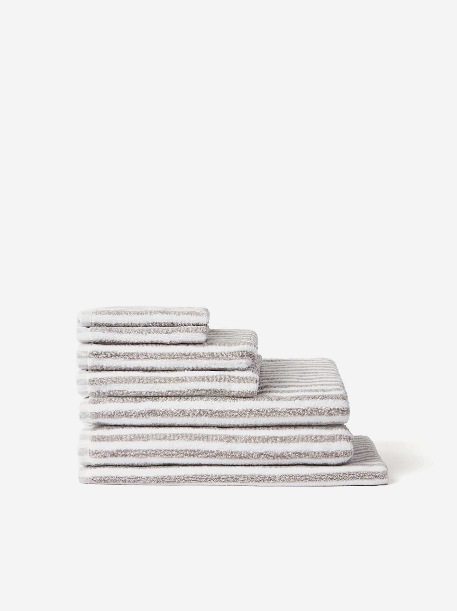Wide Stripe Cotton Towel Bundle Grey/White - Wide Stripe / Towel Bundle