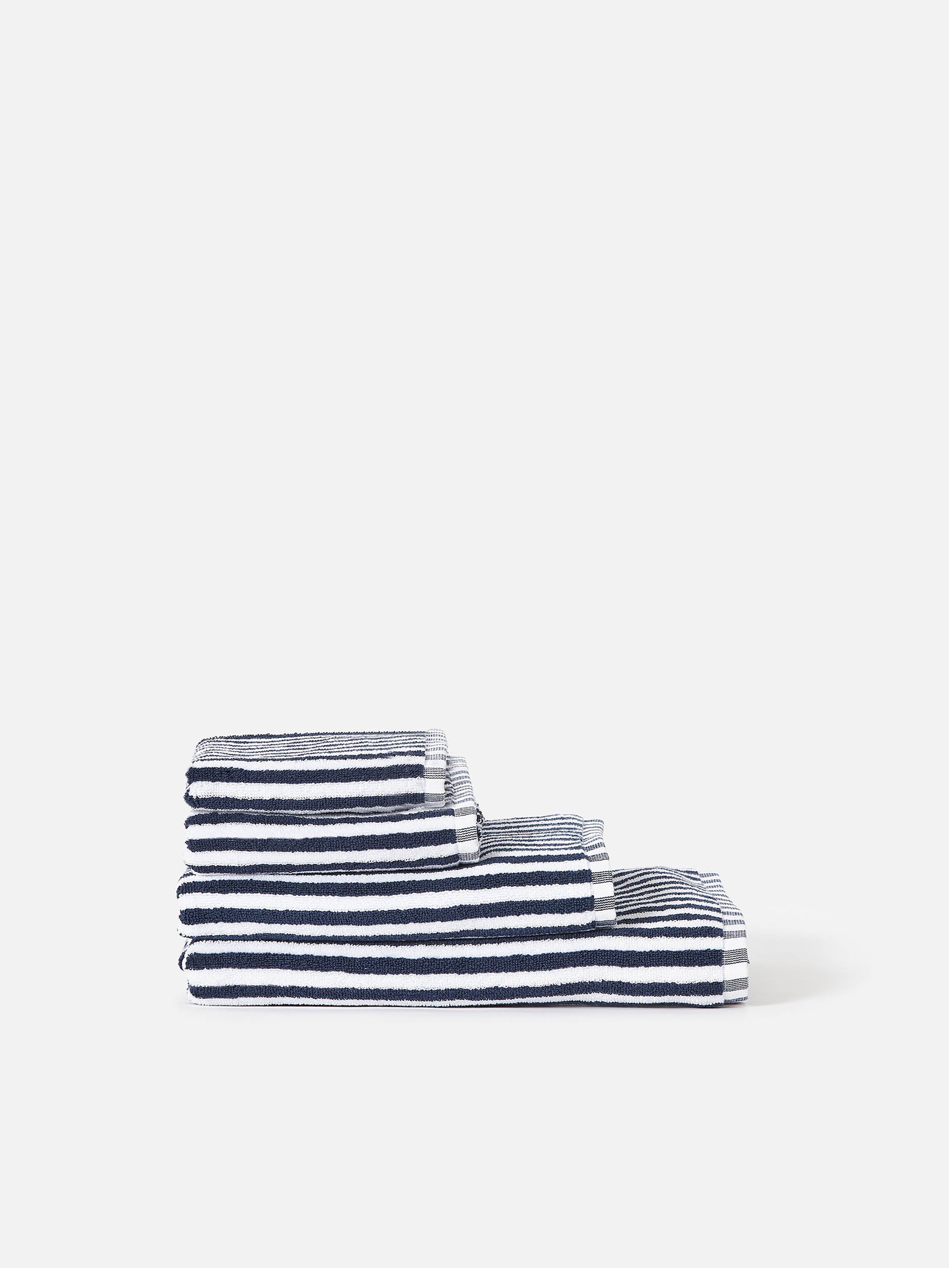 Wide Stripe Cotton Face Cloth Navy/White / Face Cloth