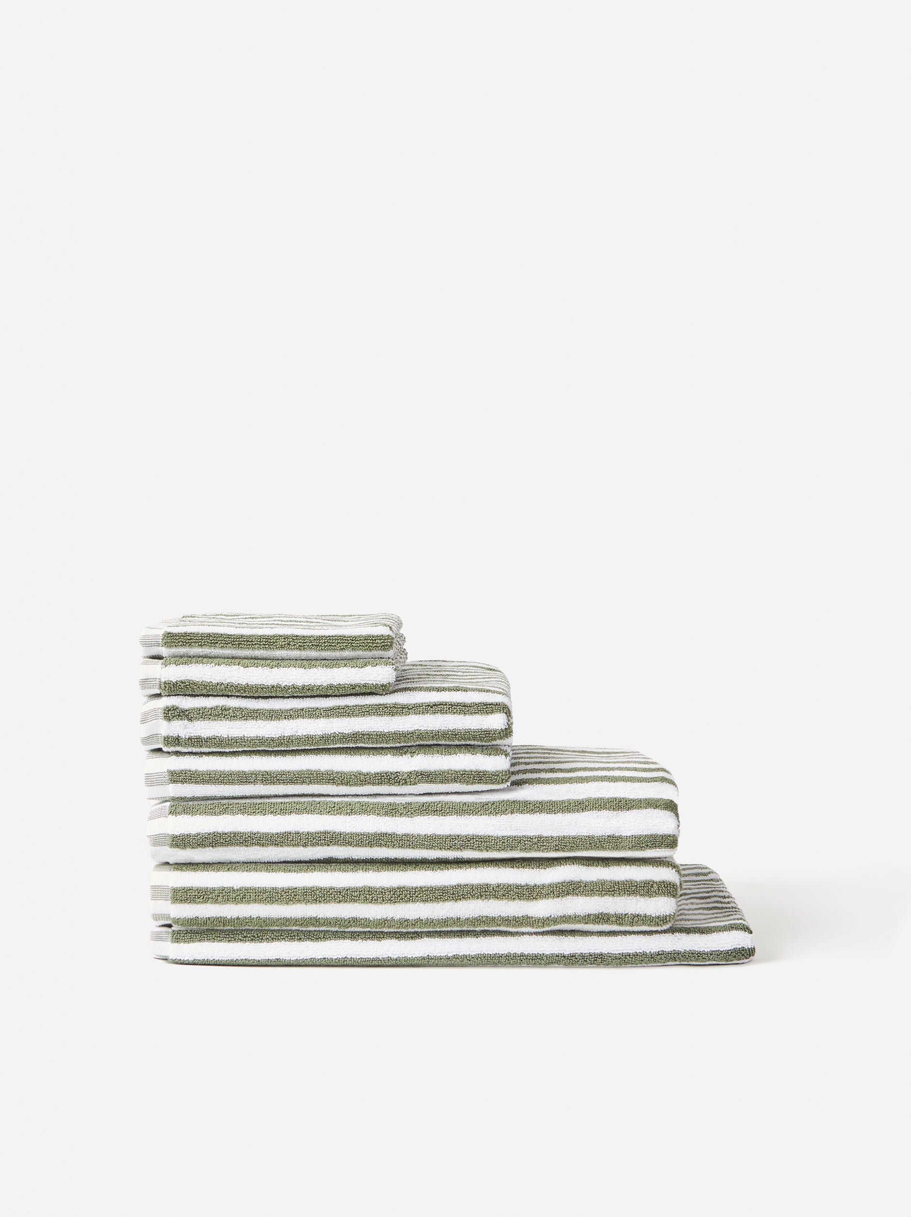 Wide Stripe Cotton Towel Bundle Olive/White - Wide Stripe / Towel Bundle