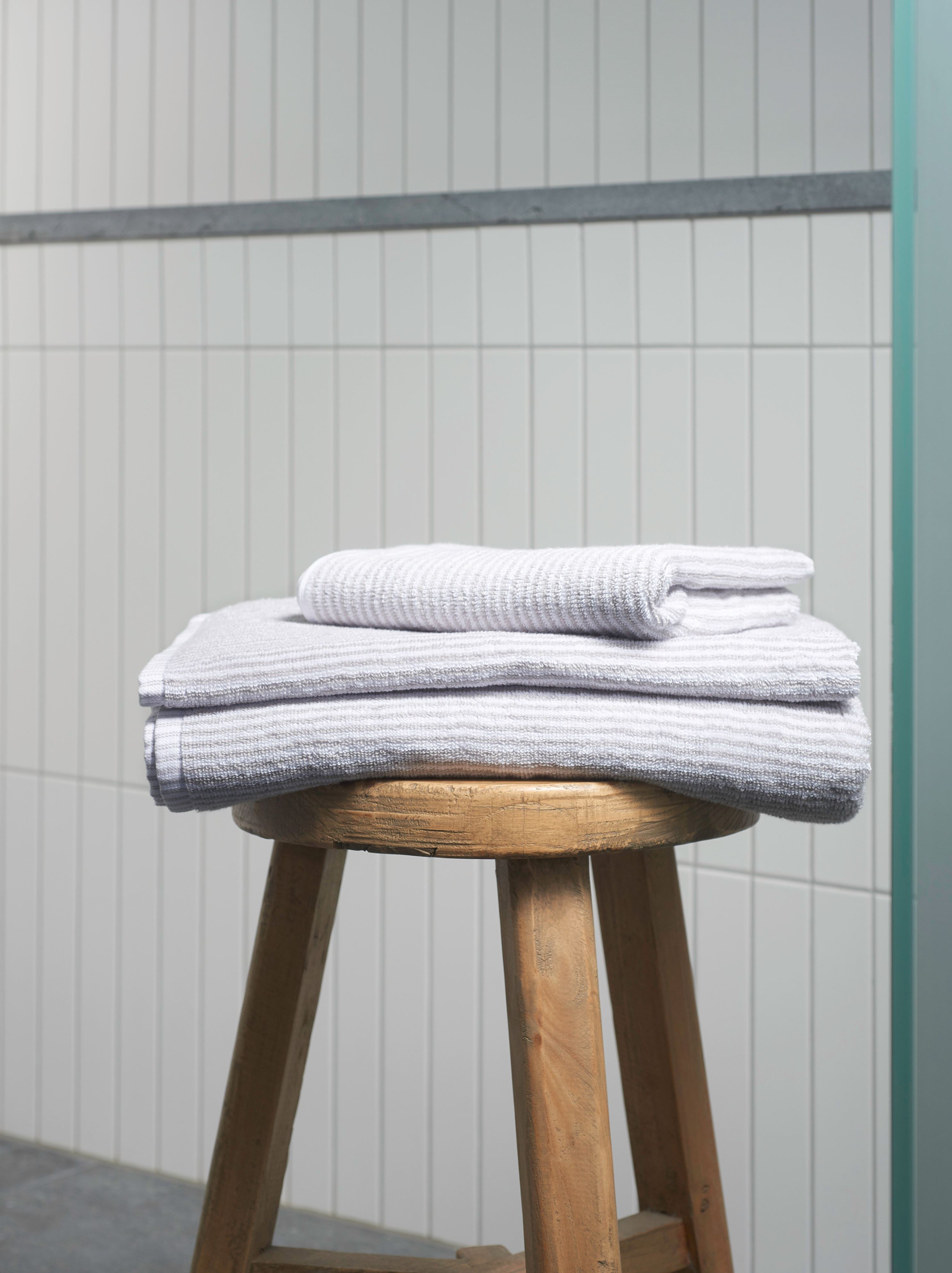 Stripe Cotton Face Cloth Grey/White / Face Cloth