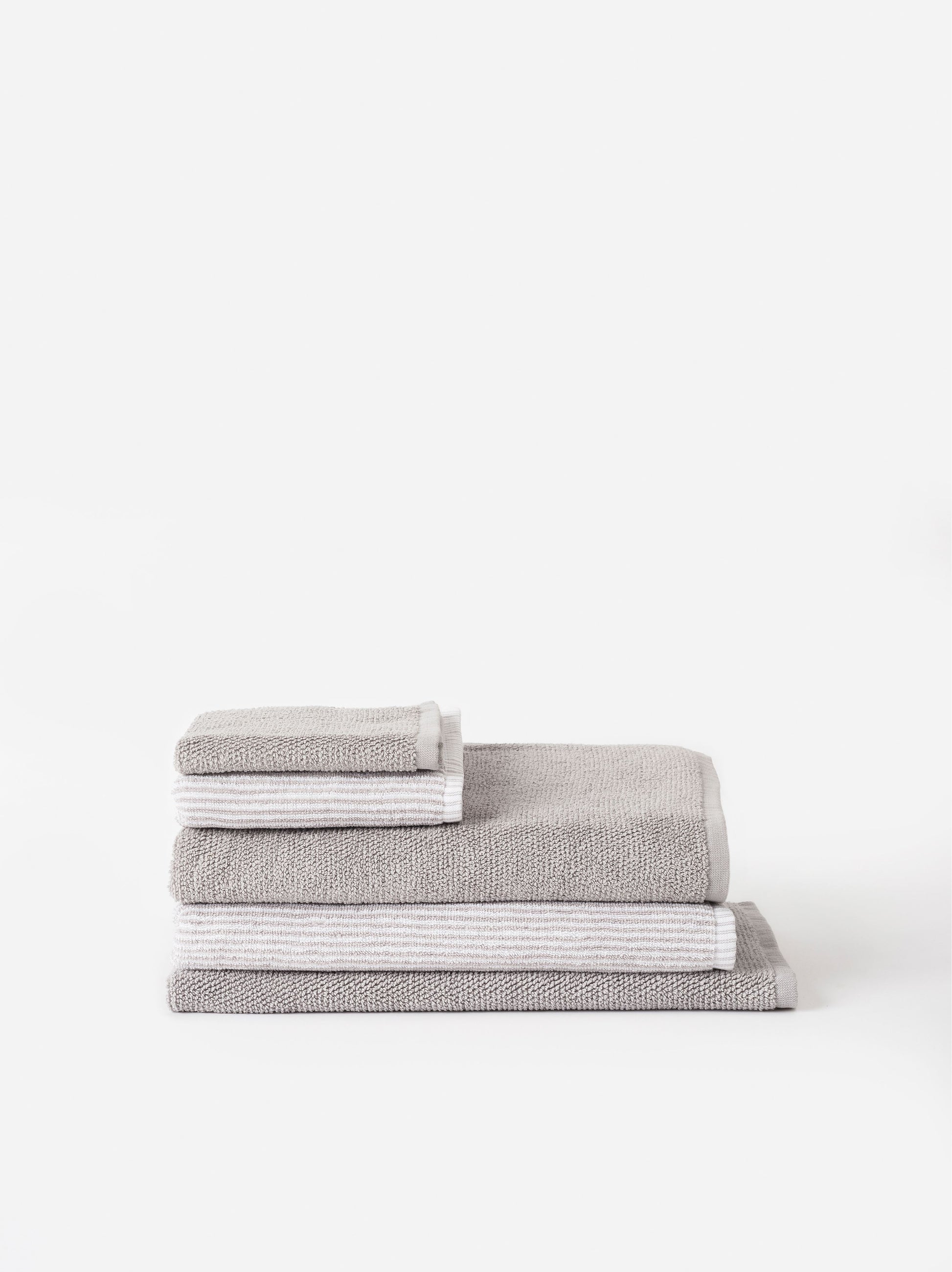 Stripe Cotton Face Cloth Grey/White / Face Cloth
