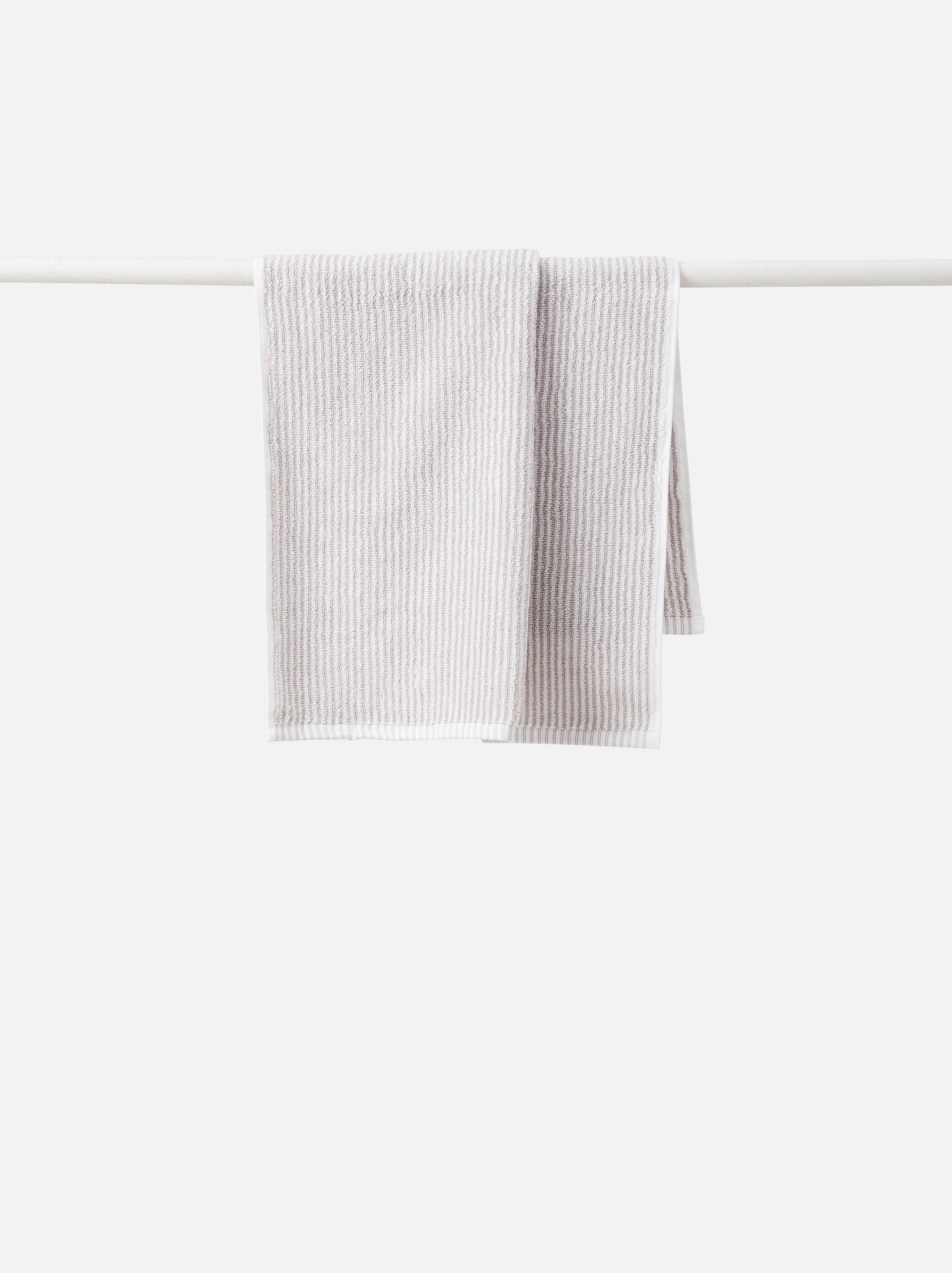 Stripe Cotton Hand Towel Grey/White / Hand Towel