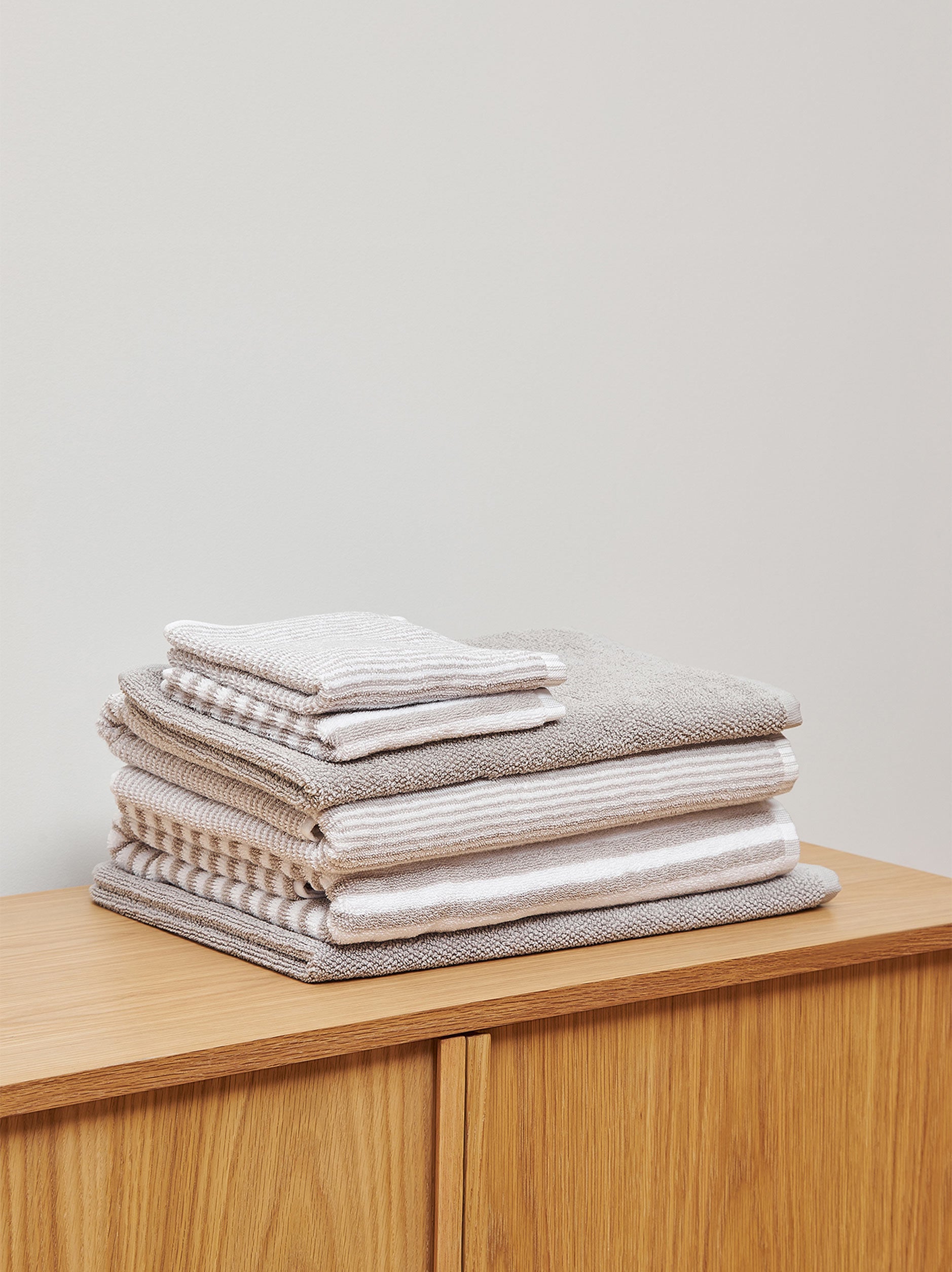 Stripe Cotton Towel Bundle Grey/White - Stripe / Towel Bundle