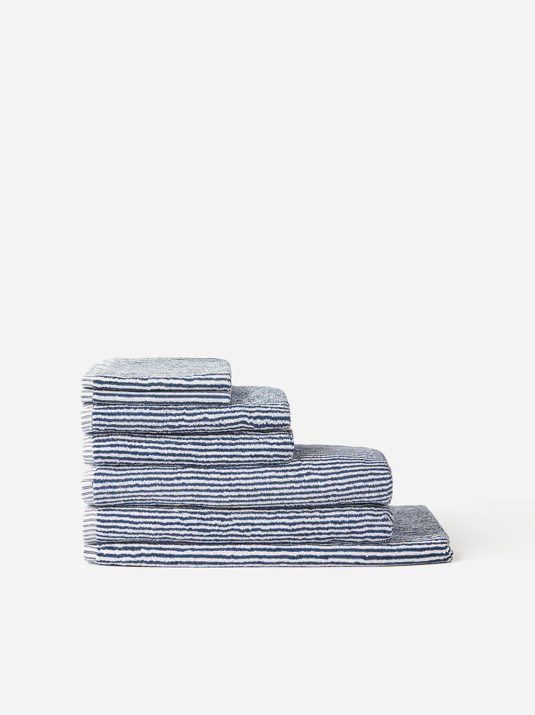 Stripe Cotton Face Cloth Navy/White / Face Cloth