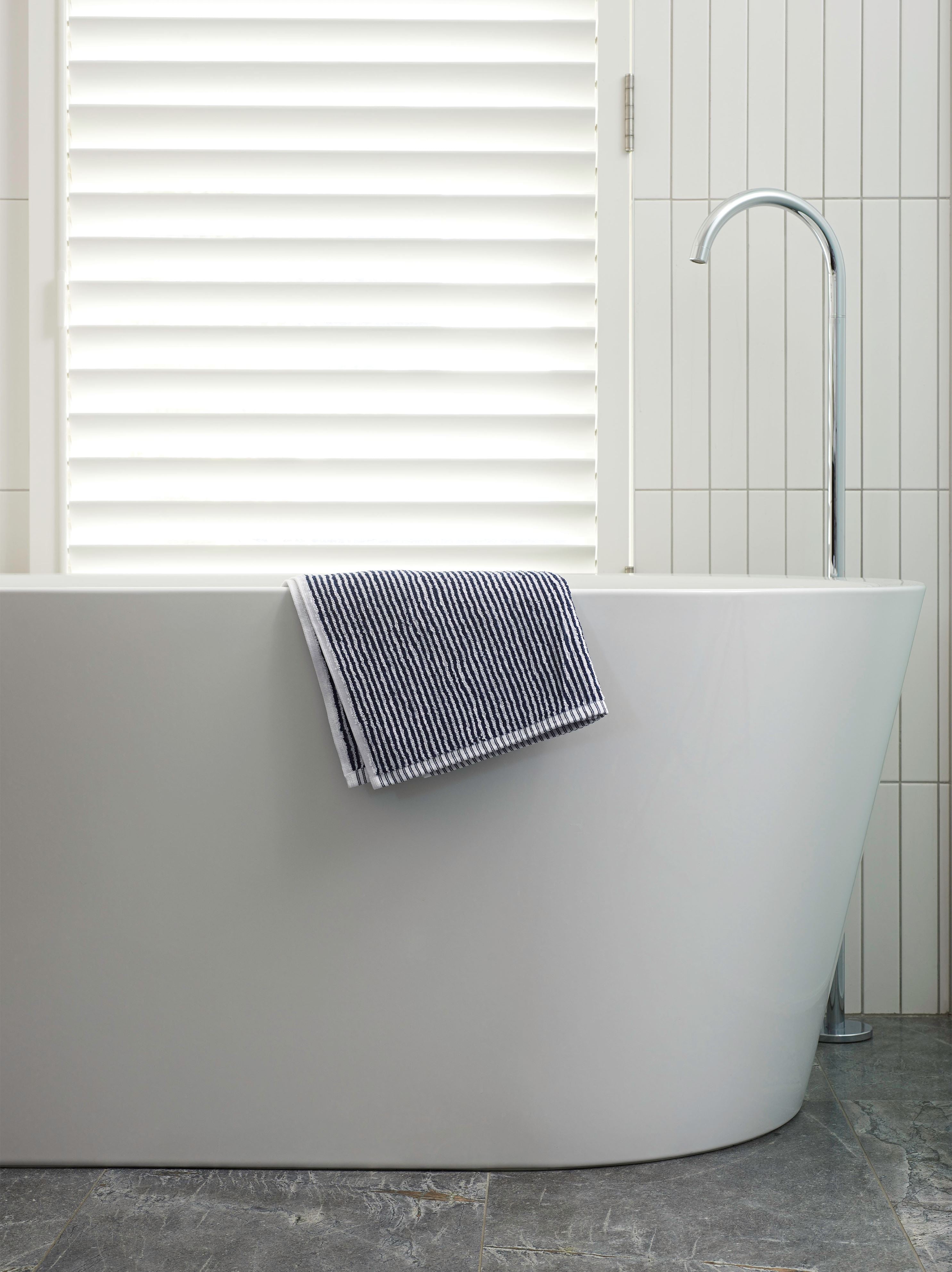 Stripe Cotton Hand Towel Navy/White / Hand Towel