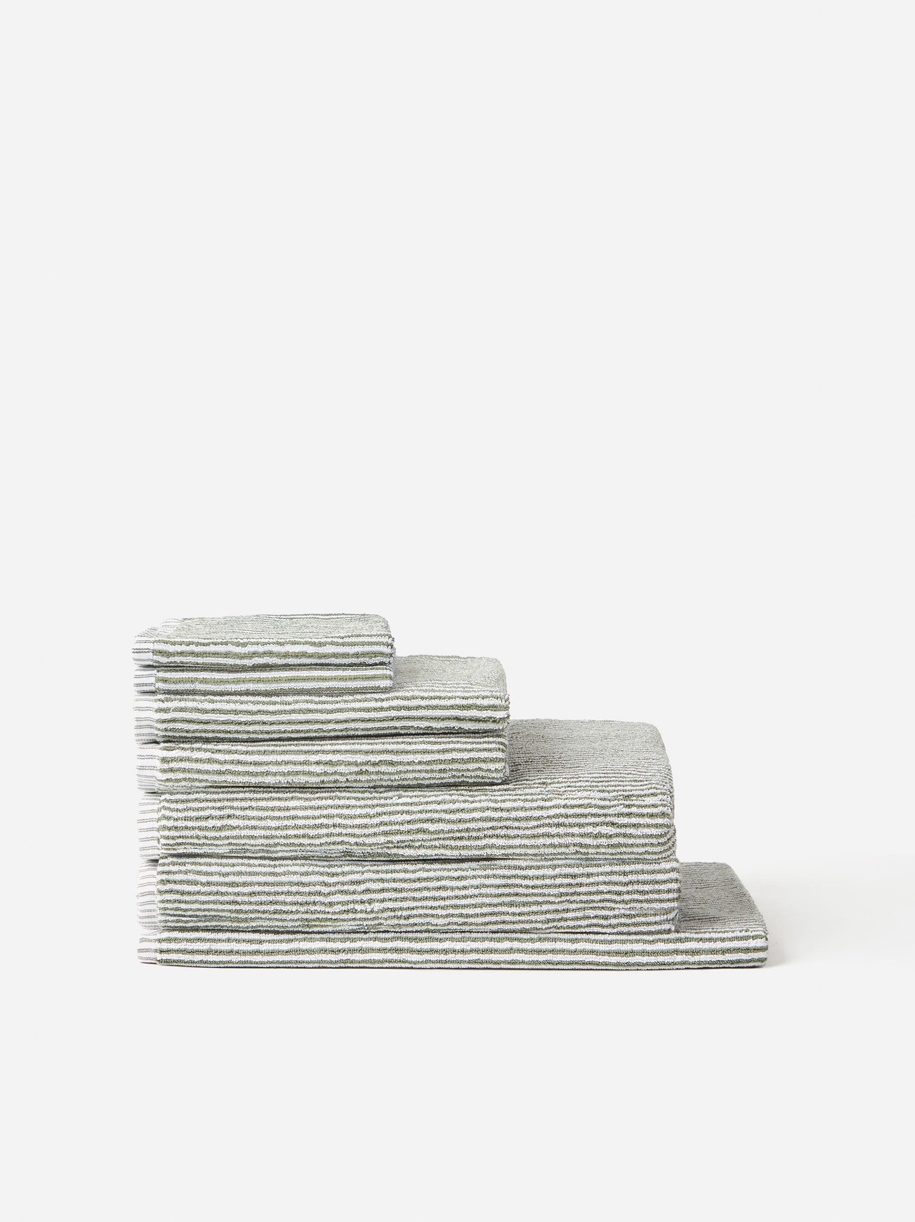 Stripe Cotton Bath Mat Olive/White / Bath Mat