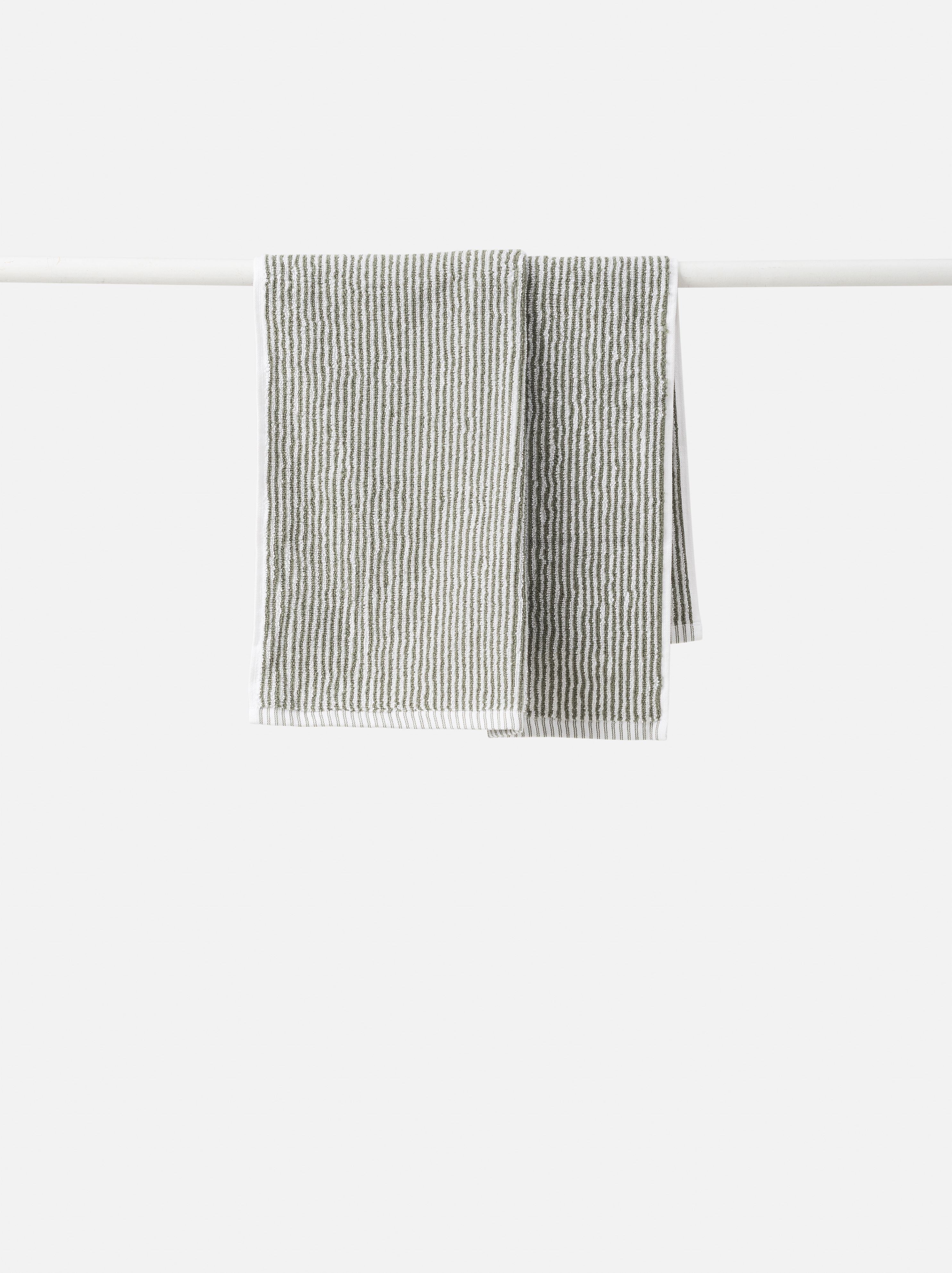 Stripe Cotton Hand Towel Olive/White / Hand Towel