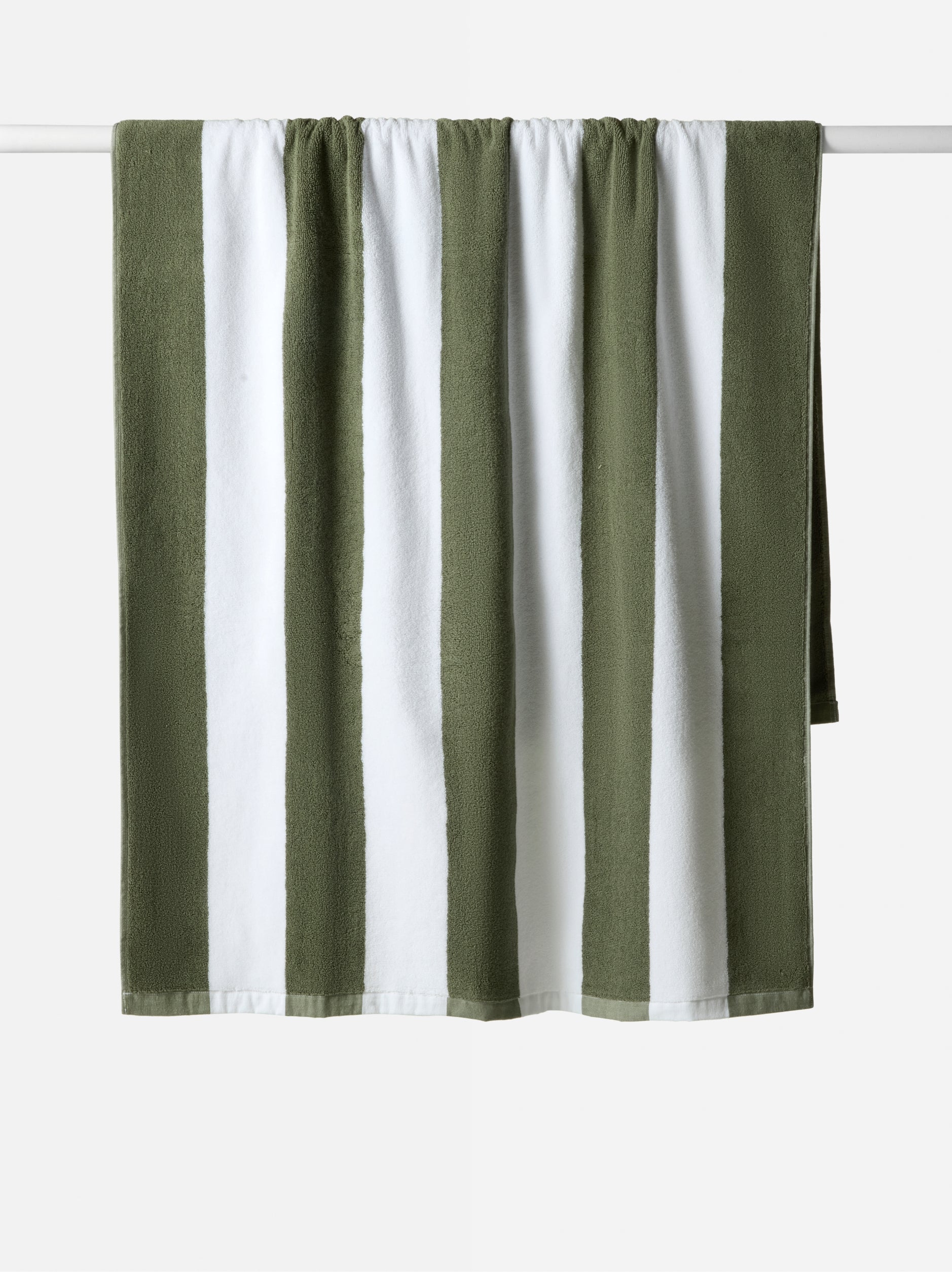 Stripe Beach Towel Olive/White / 90x170cm