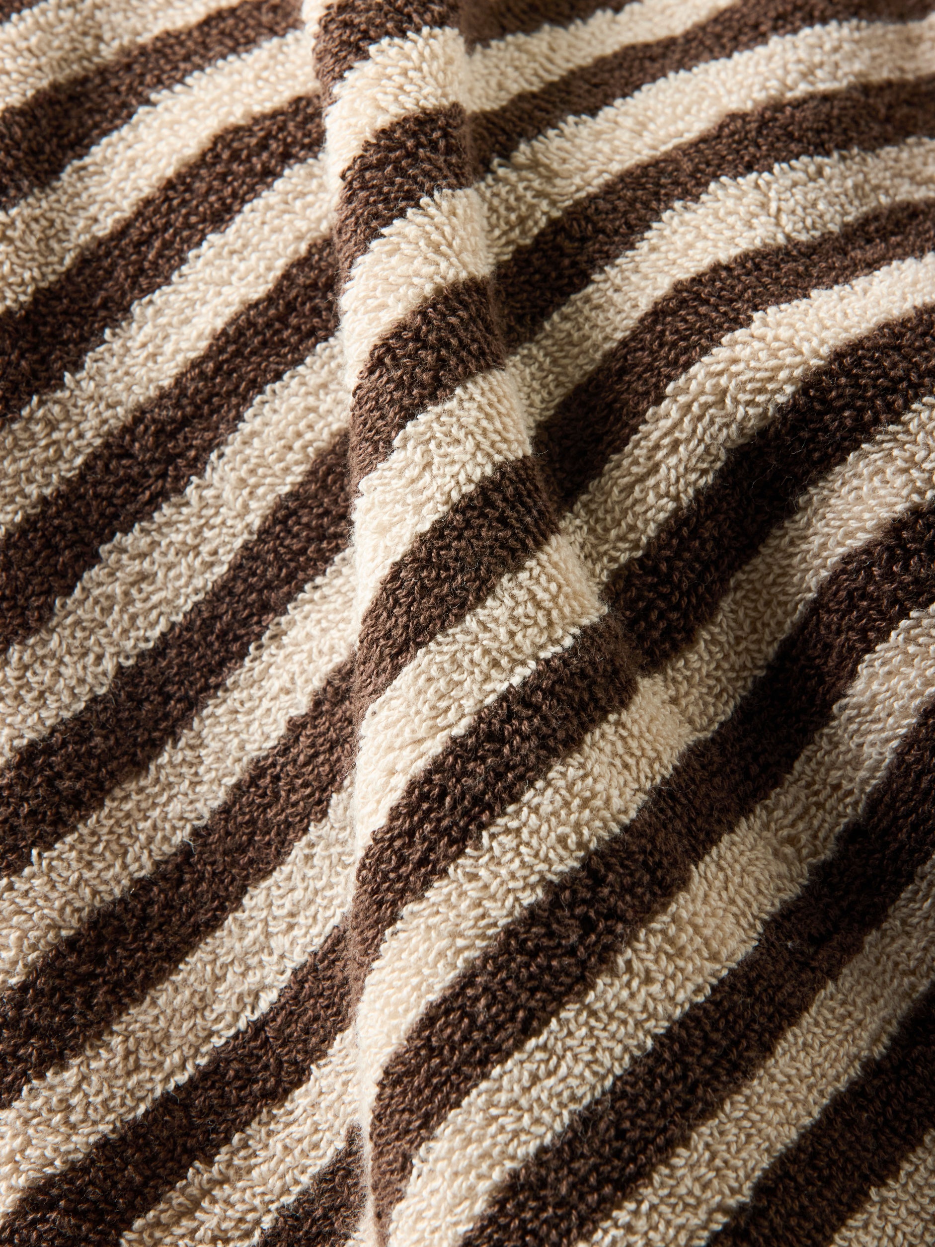 Wide Stripe Cotton Hand Towel Cocoa/Bone / Hand Towel