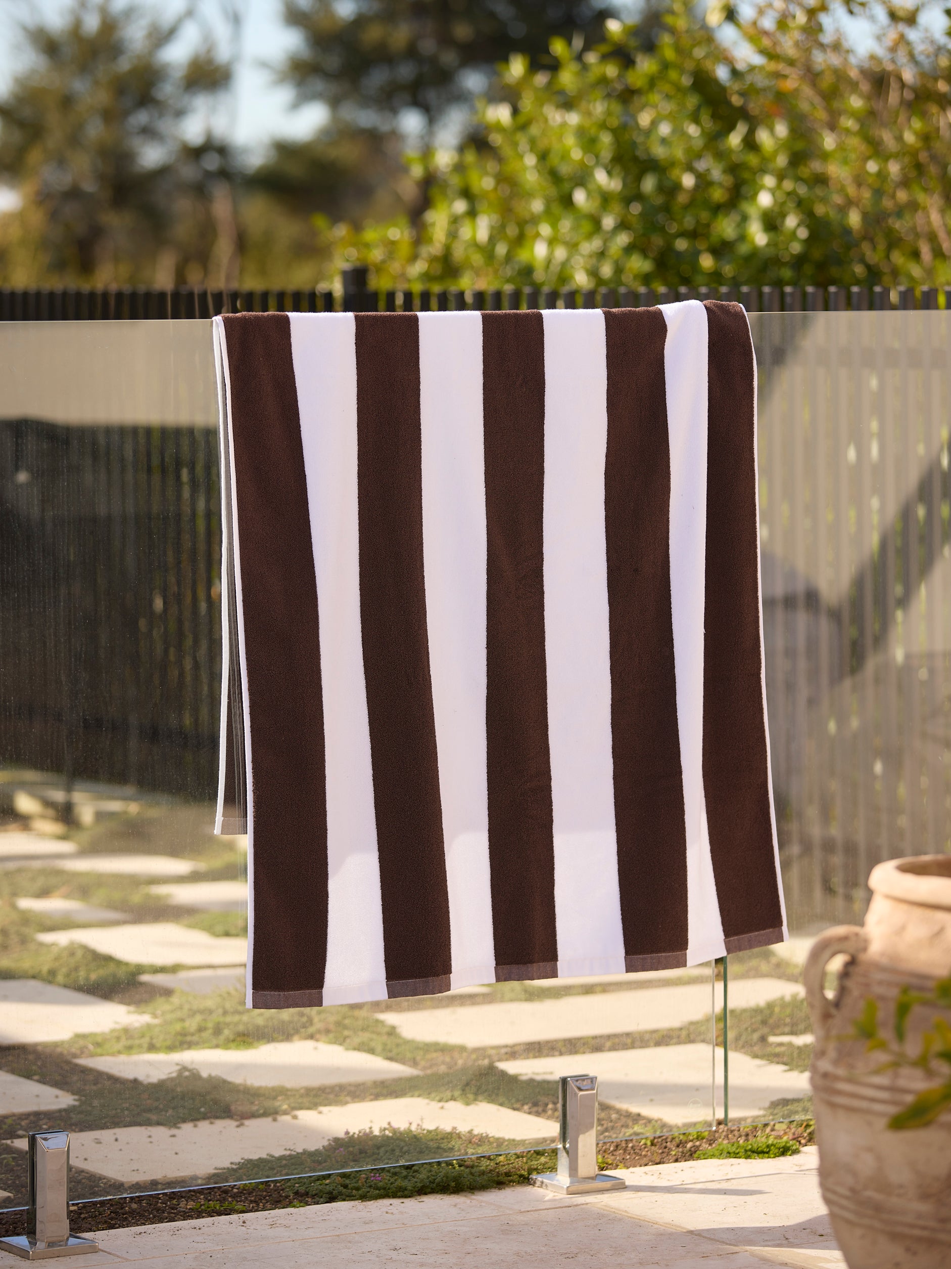 Stripe Beach Towel Cocoa/White / 90x170cm