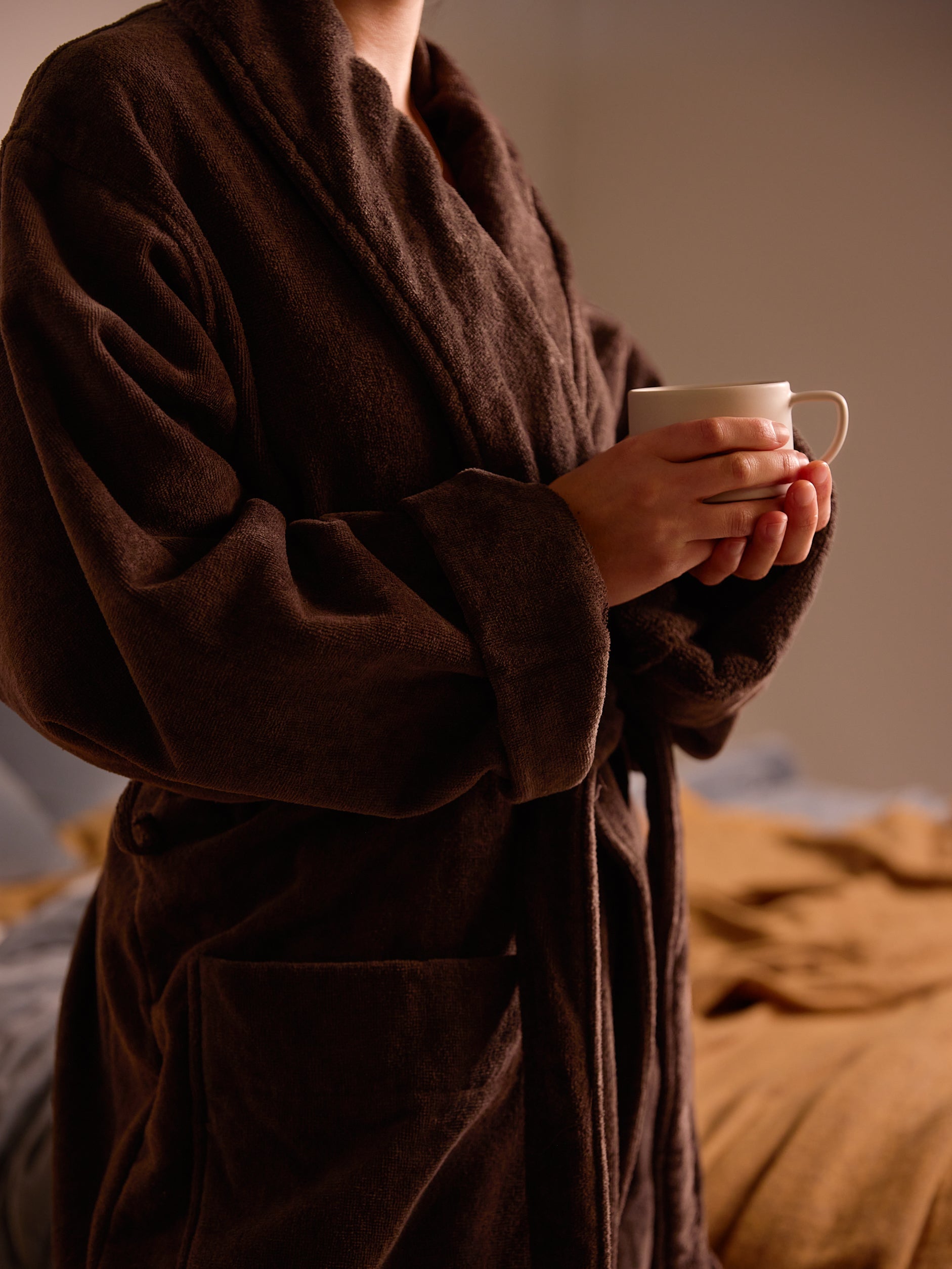 Velour Cotton Robe Cocoa / Large