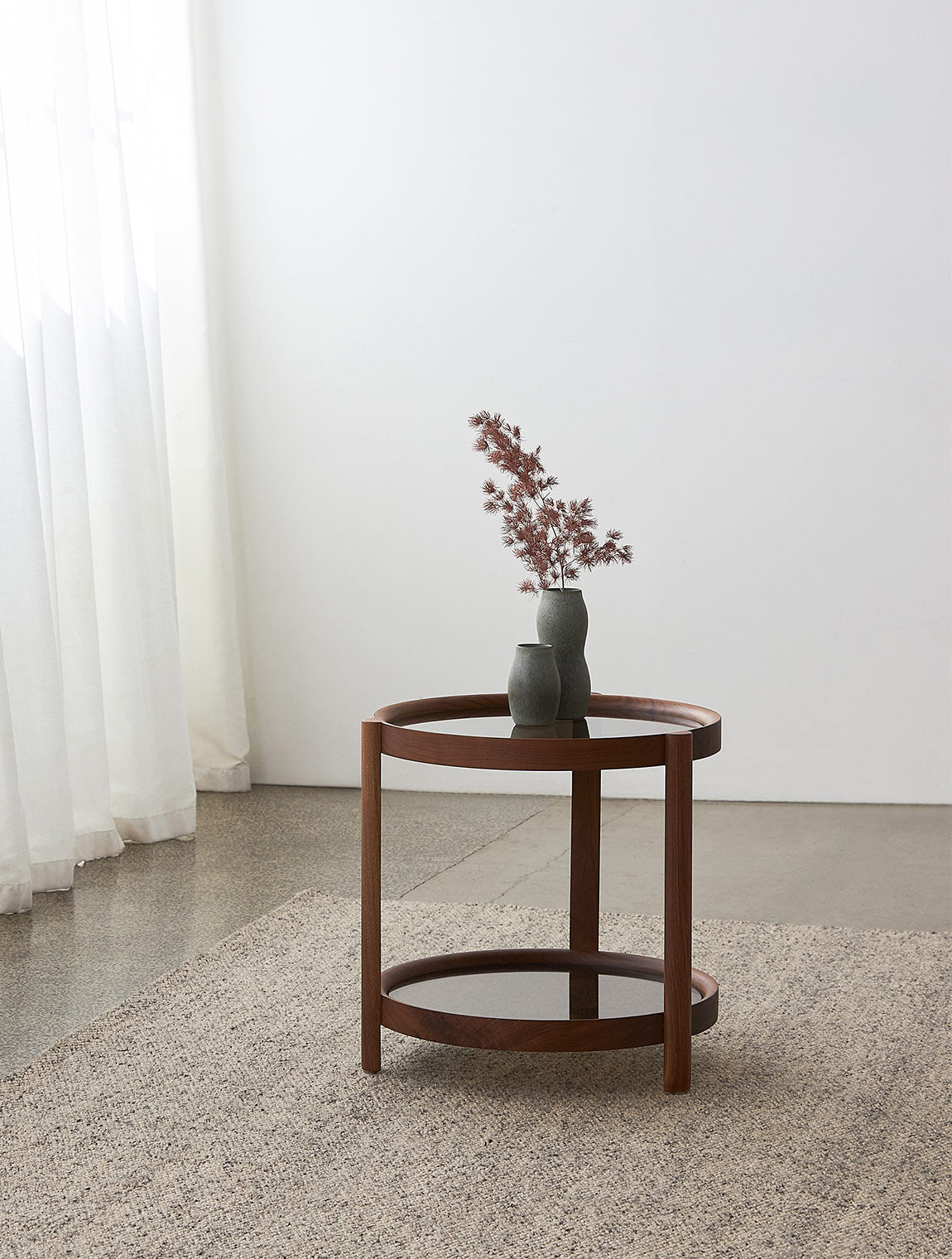 Column Side Table Walnut/Glass / One Size