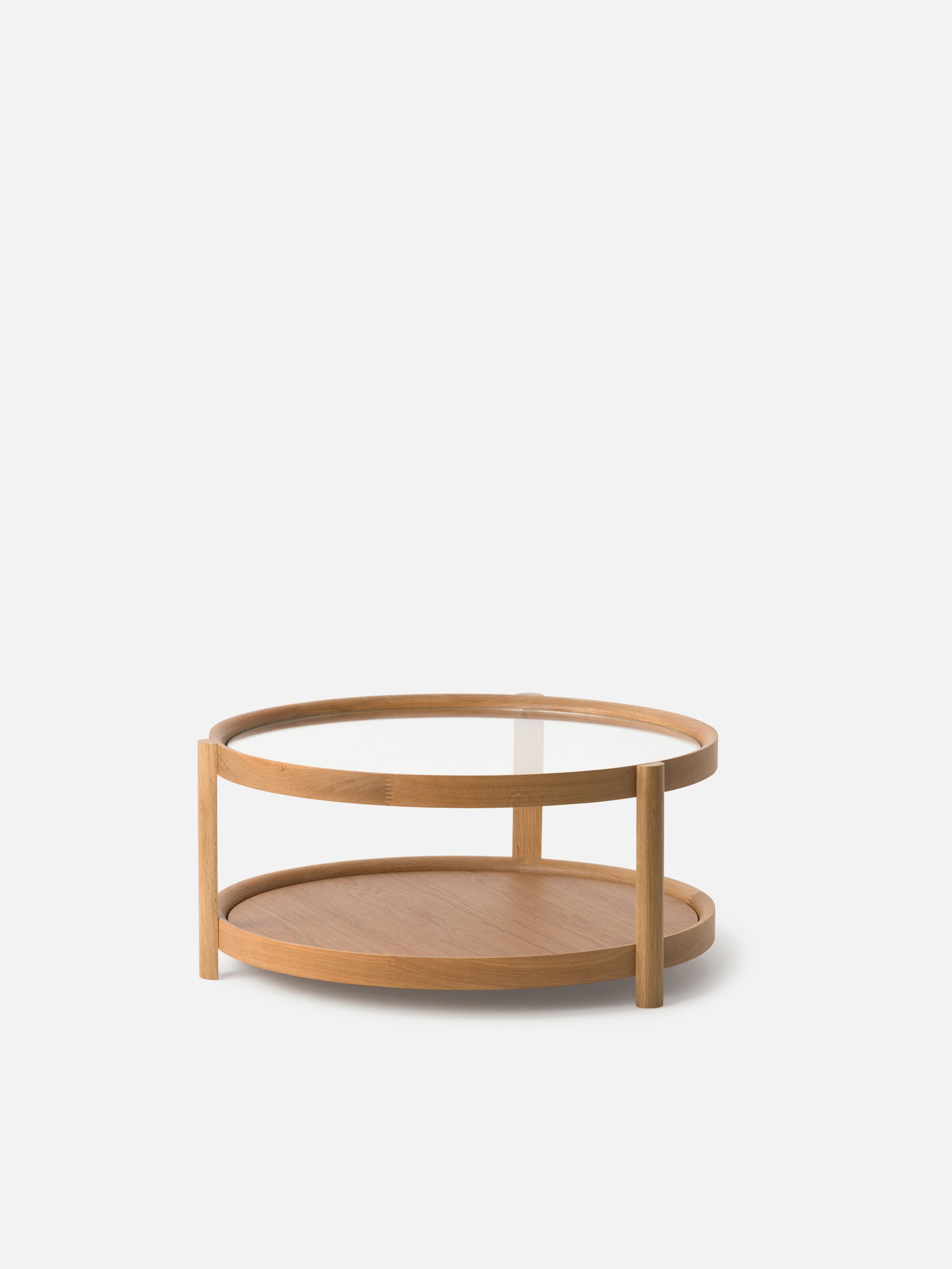 Column Coffee Table Oak/Plywood/Glass / One Size