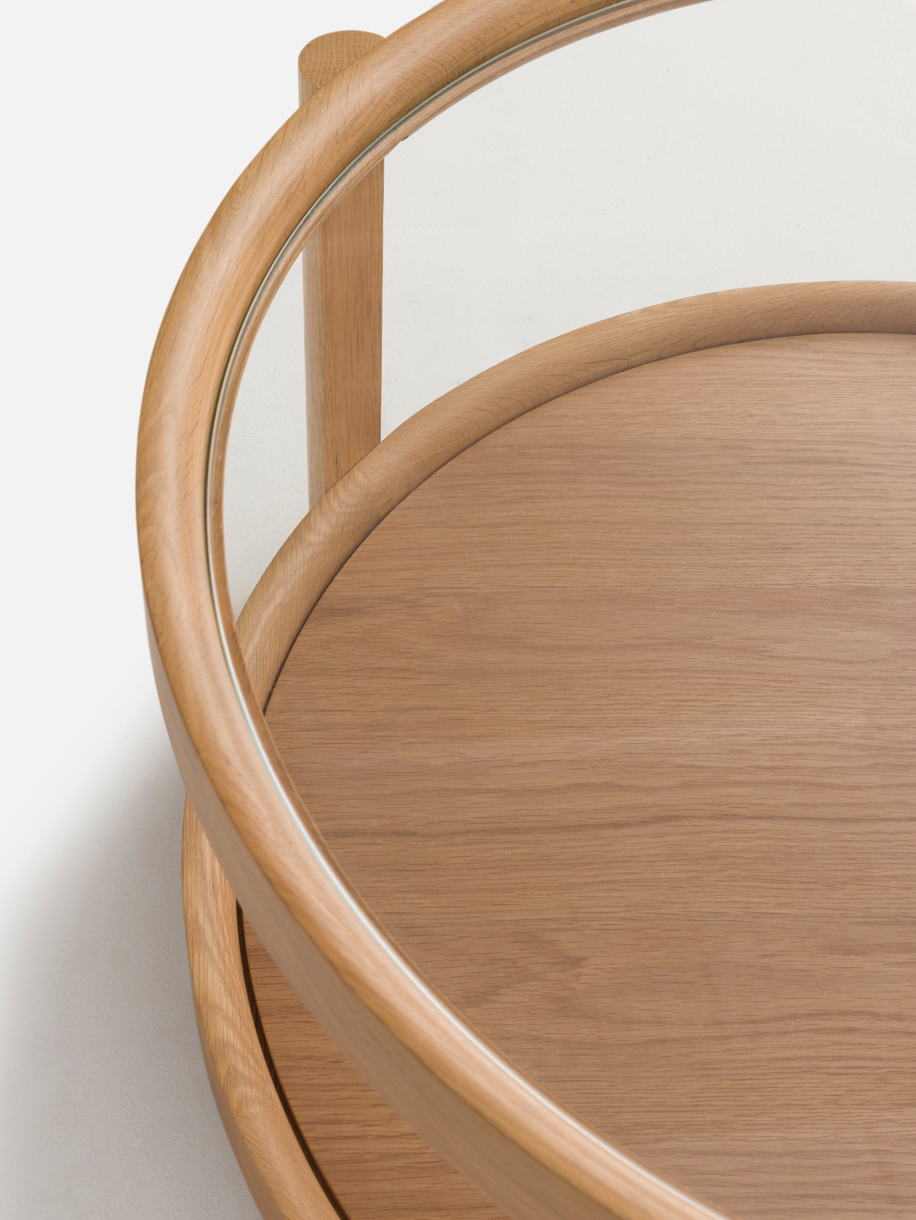 Column Coffee Table Oak/Plywood/Glass / One Size