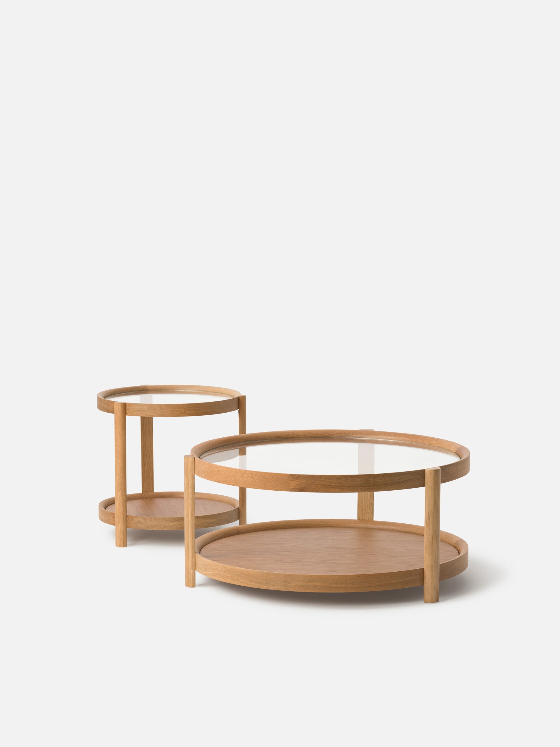 Column Coffee Table Oak/Plywood/Glass / One Size