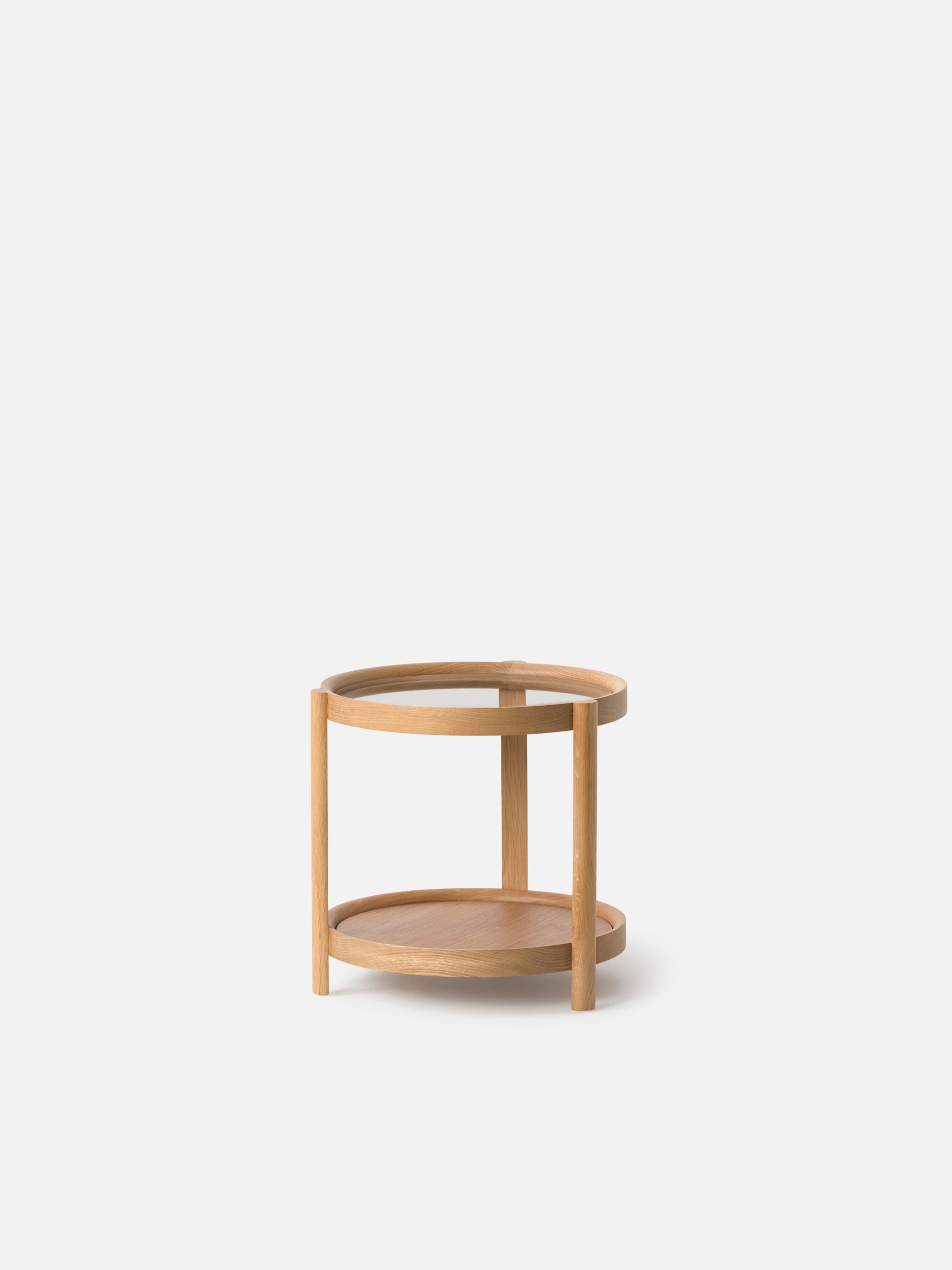 Column Side Table Oak/Plywood/Glass / One Size