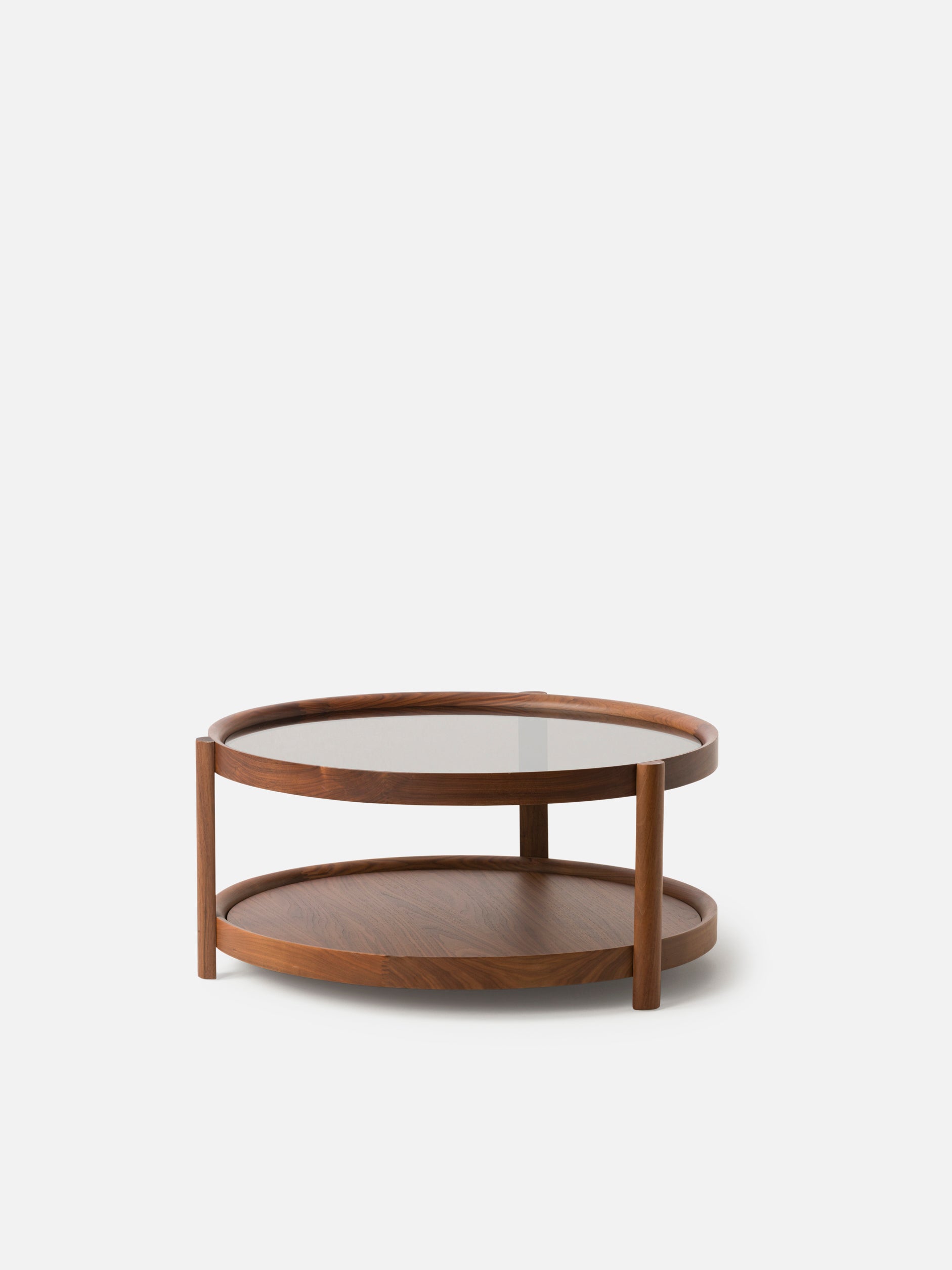 Column Coffee Table Walnut/Plywood/Glass / One Size