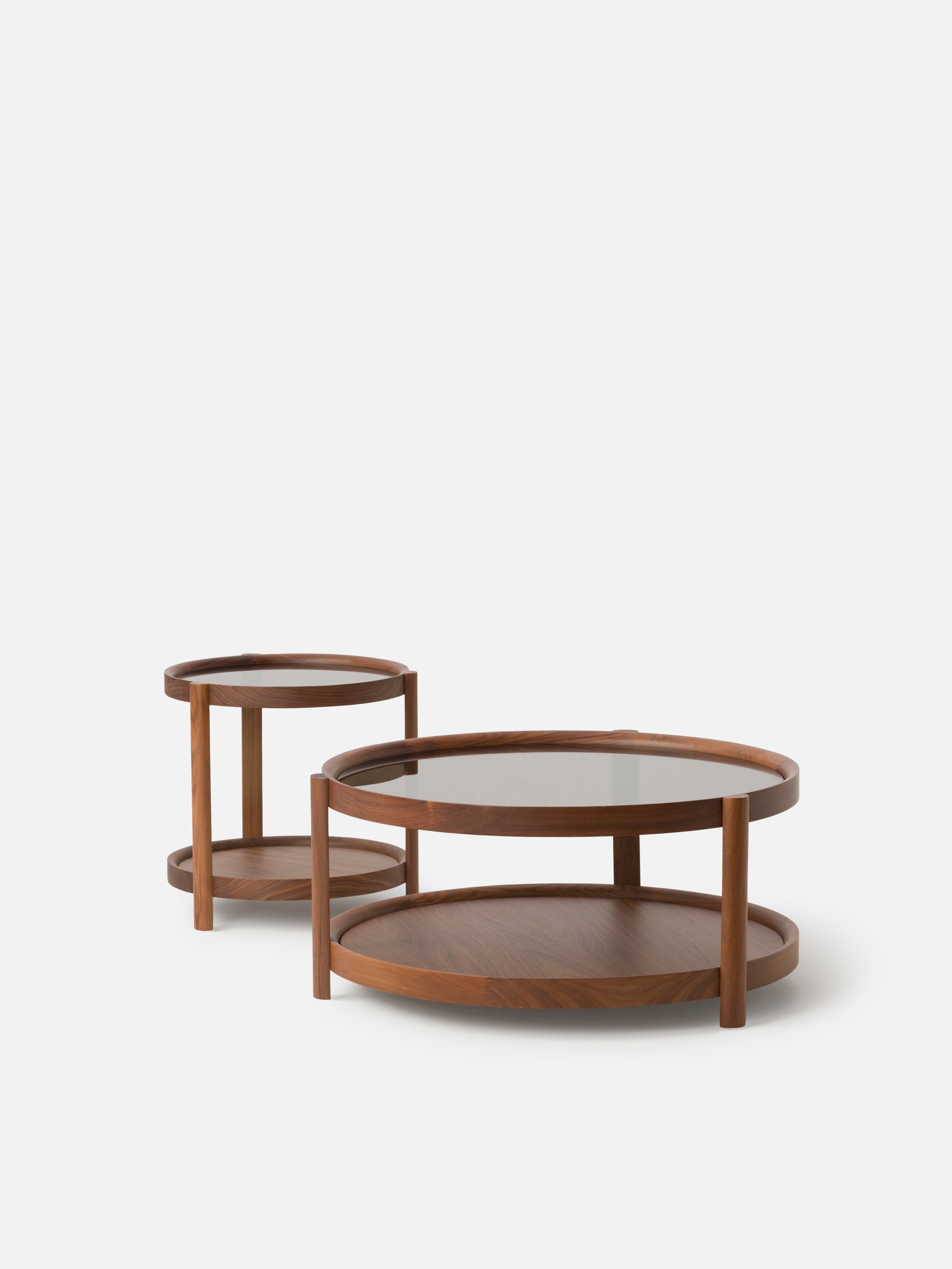 Column Coffee Table Walnut/Plywood/Glass / One Size