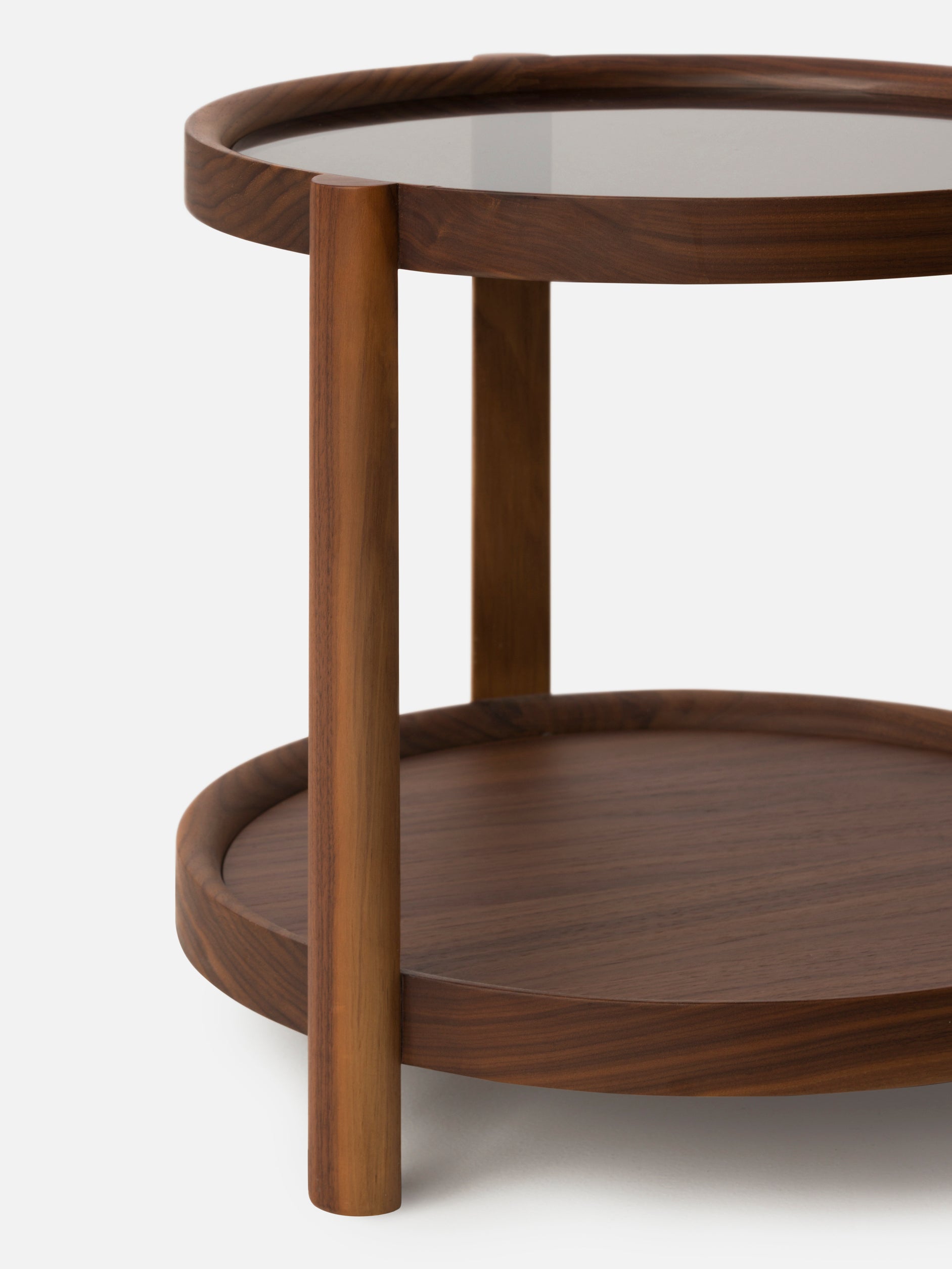 Column Side Table Walnut/Plywood/Glass / One Size