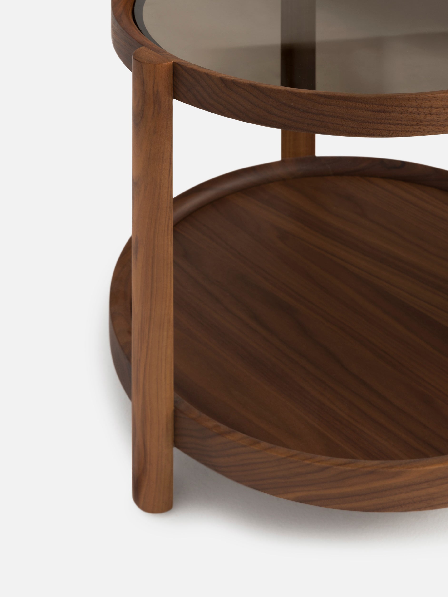 Column Side Table Walnut/Plywood/Glass / One Size