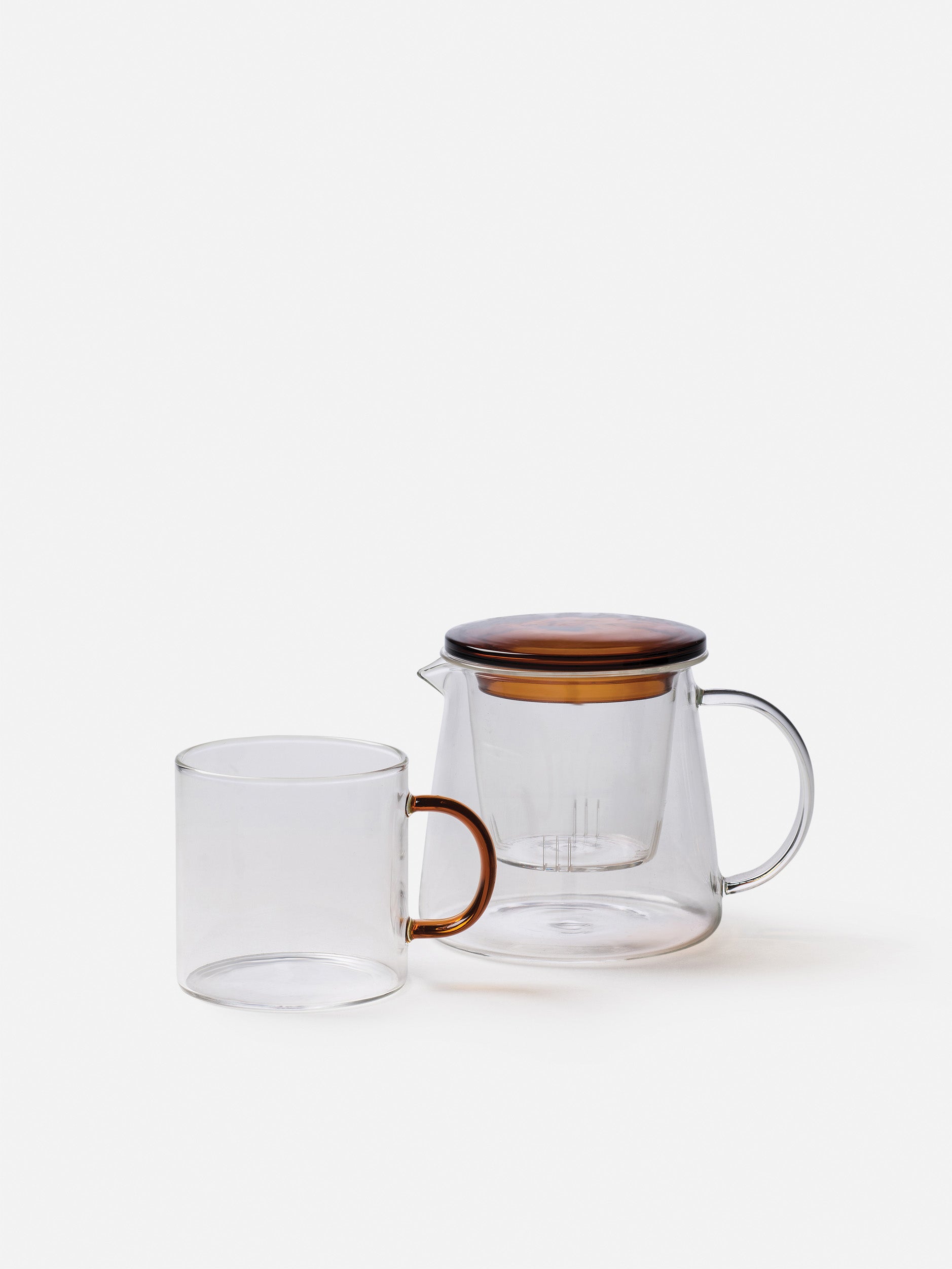 Mug w/ Coloured Handle Set of 4 Clear/Amber / 300ml
