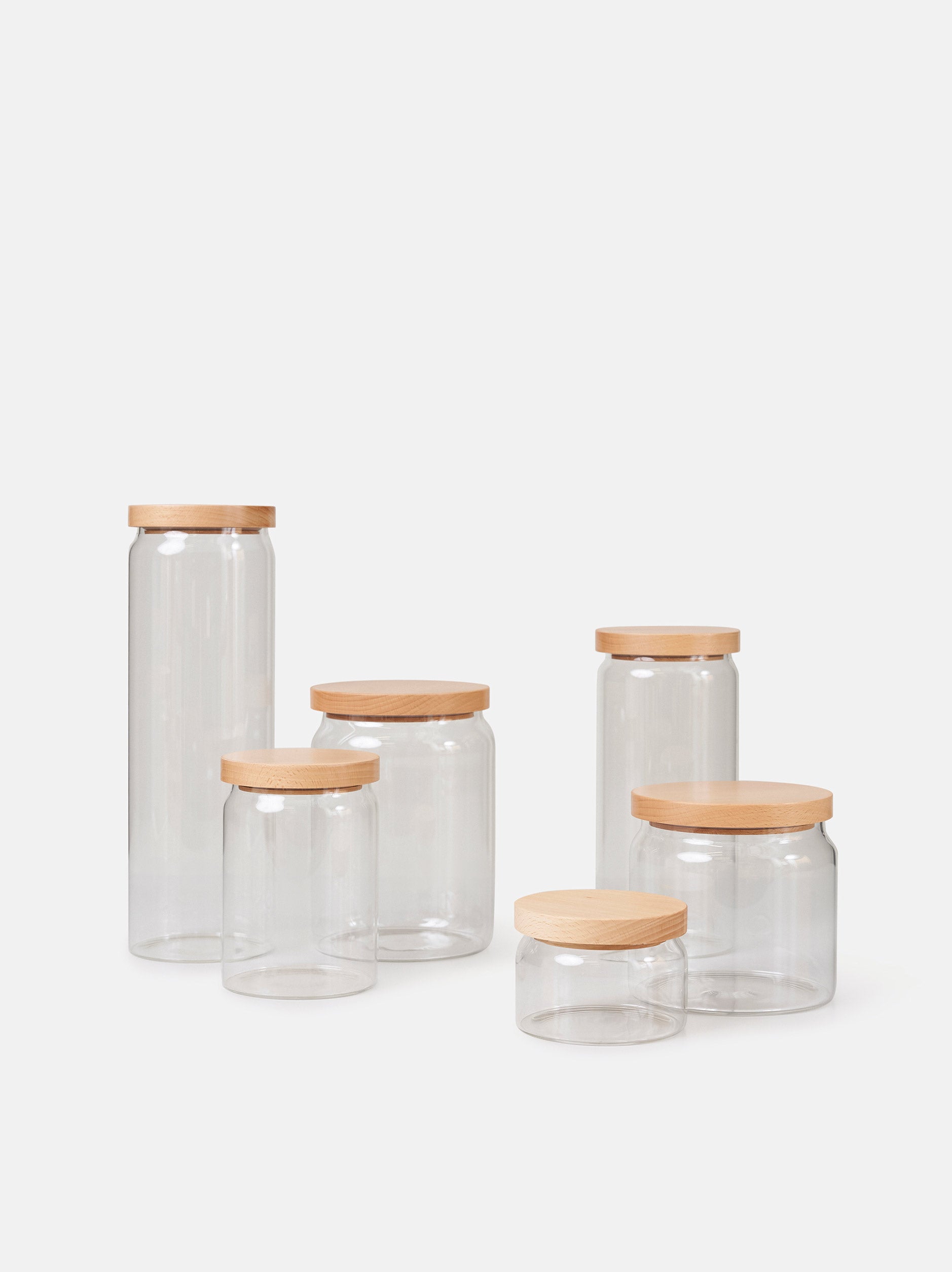 Storage Jar w/ Wooden Lid Clear/Natural / Small