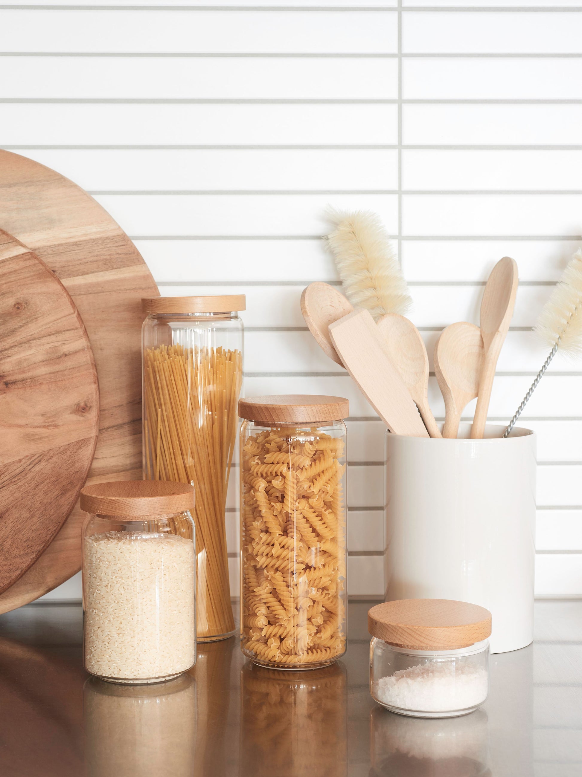 Storage Jar w/ Wooden Lid Clear/Natural / X-Small