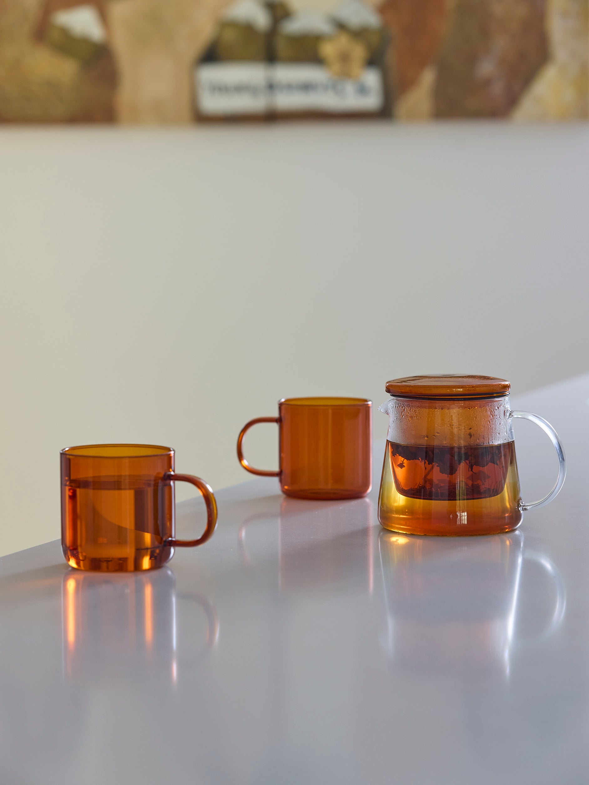 Glass Mug Set/4 Amber / 300ml