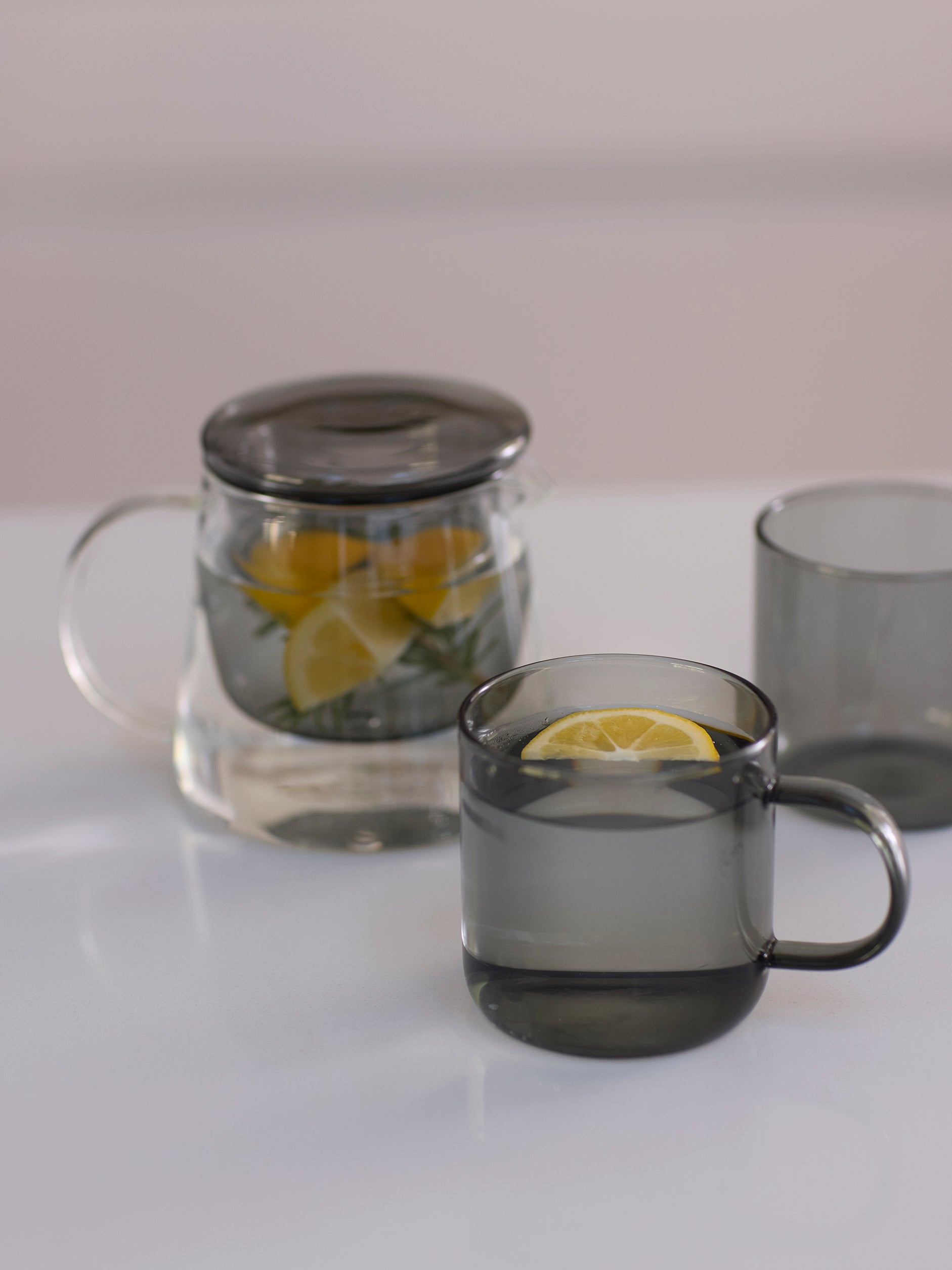 Glass Mug Set/4 Charcoal / 300ml