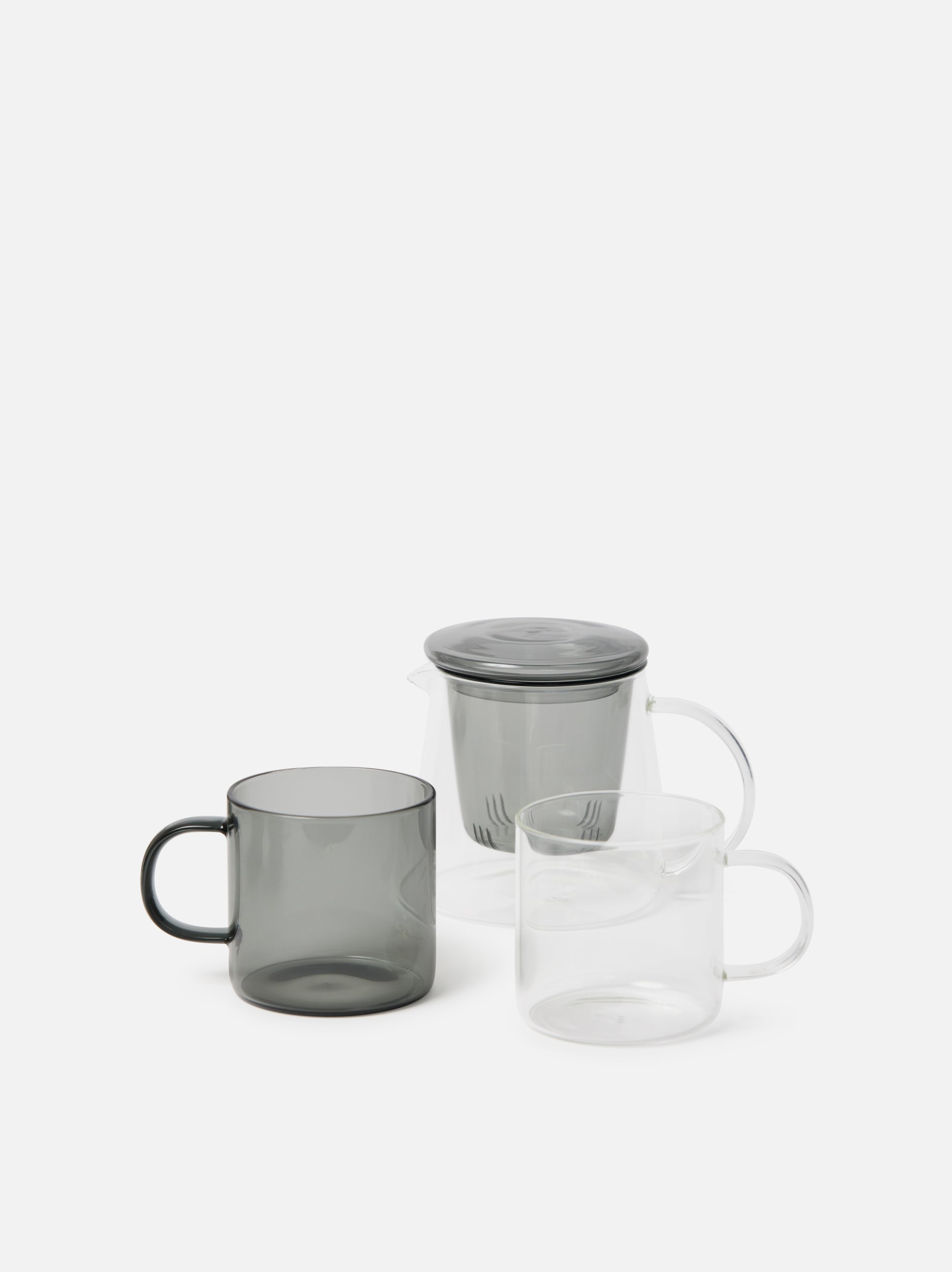 Glass Mug Set/4 Charcoal / 300ml