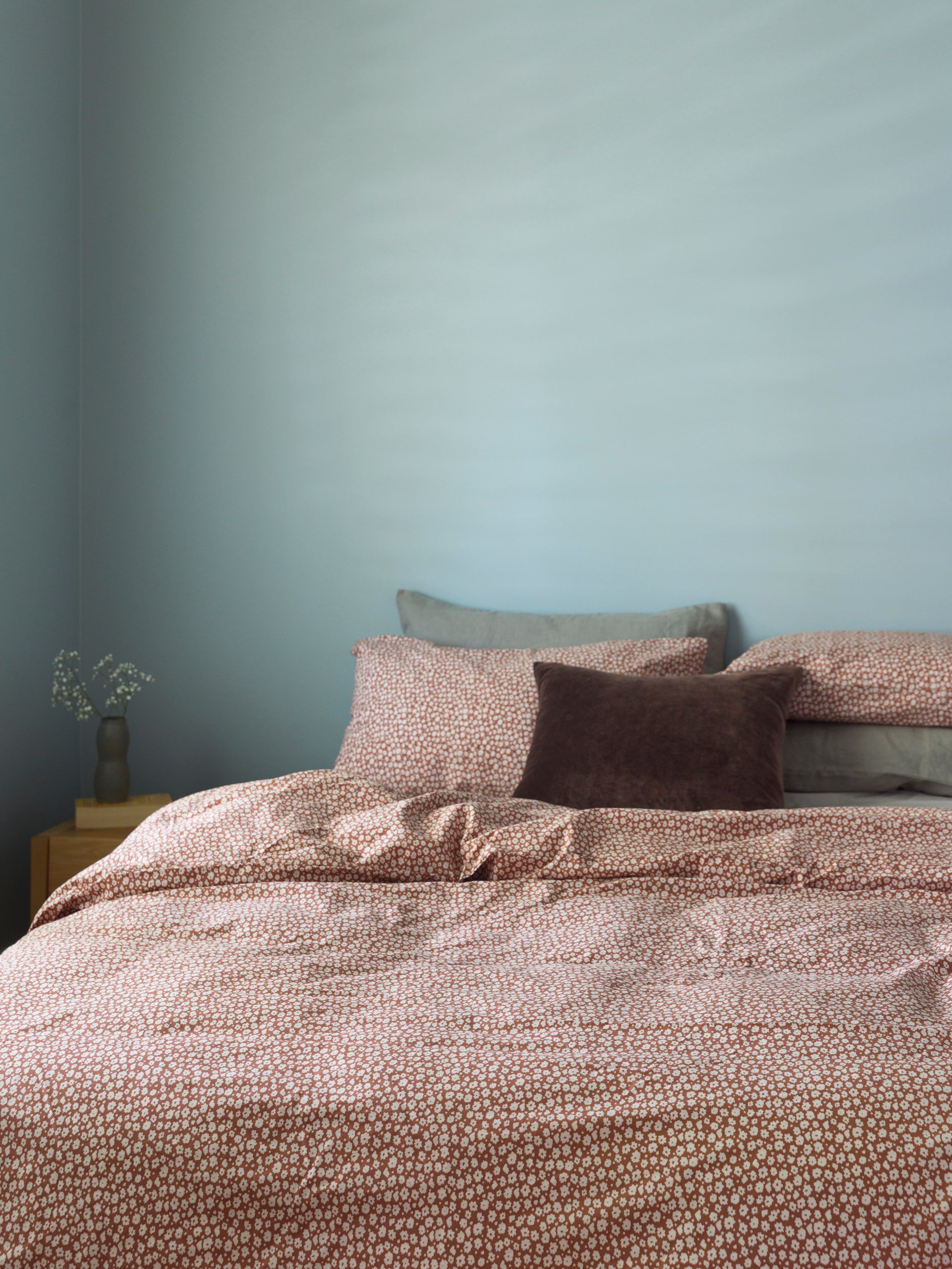 Forget Me Not Organic Cotton Pillowcase Pair Toffee/Nougat / Pillowcase Pair