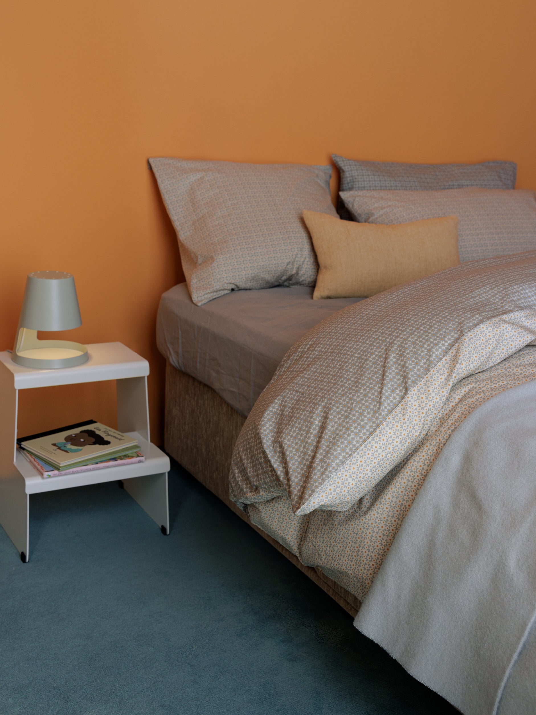Porto Organic Cotton Duvet Cover Cloud/Pumpkin / King Single/Double