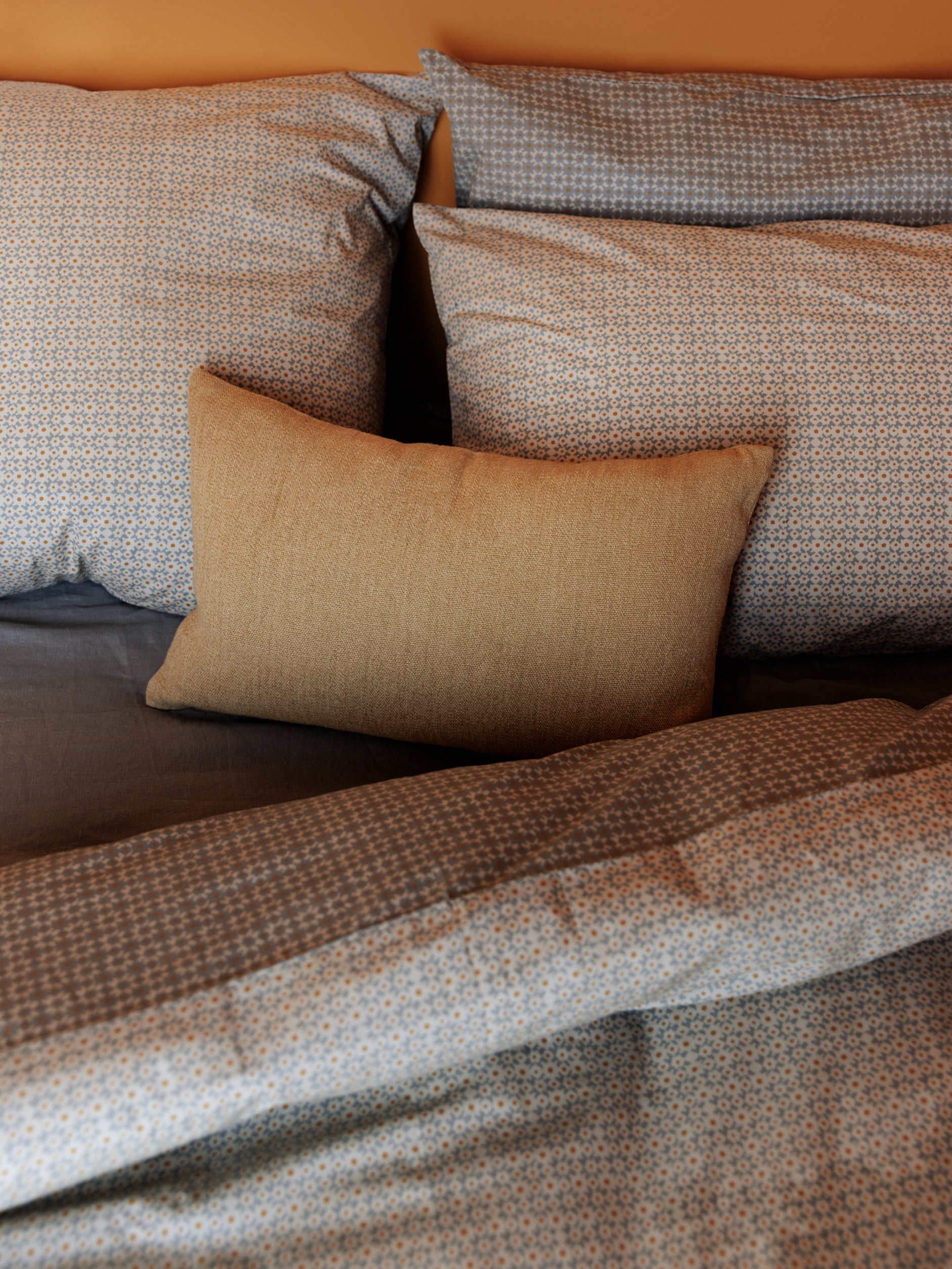 Porto Organic Cotton Duvet Cover Cloud/Pumpkin / King