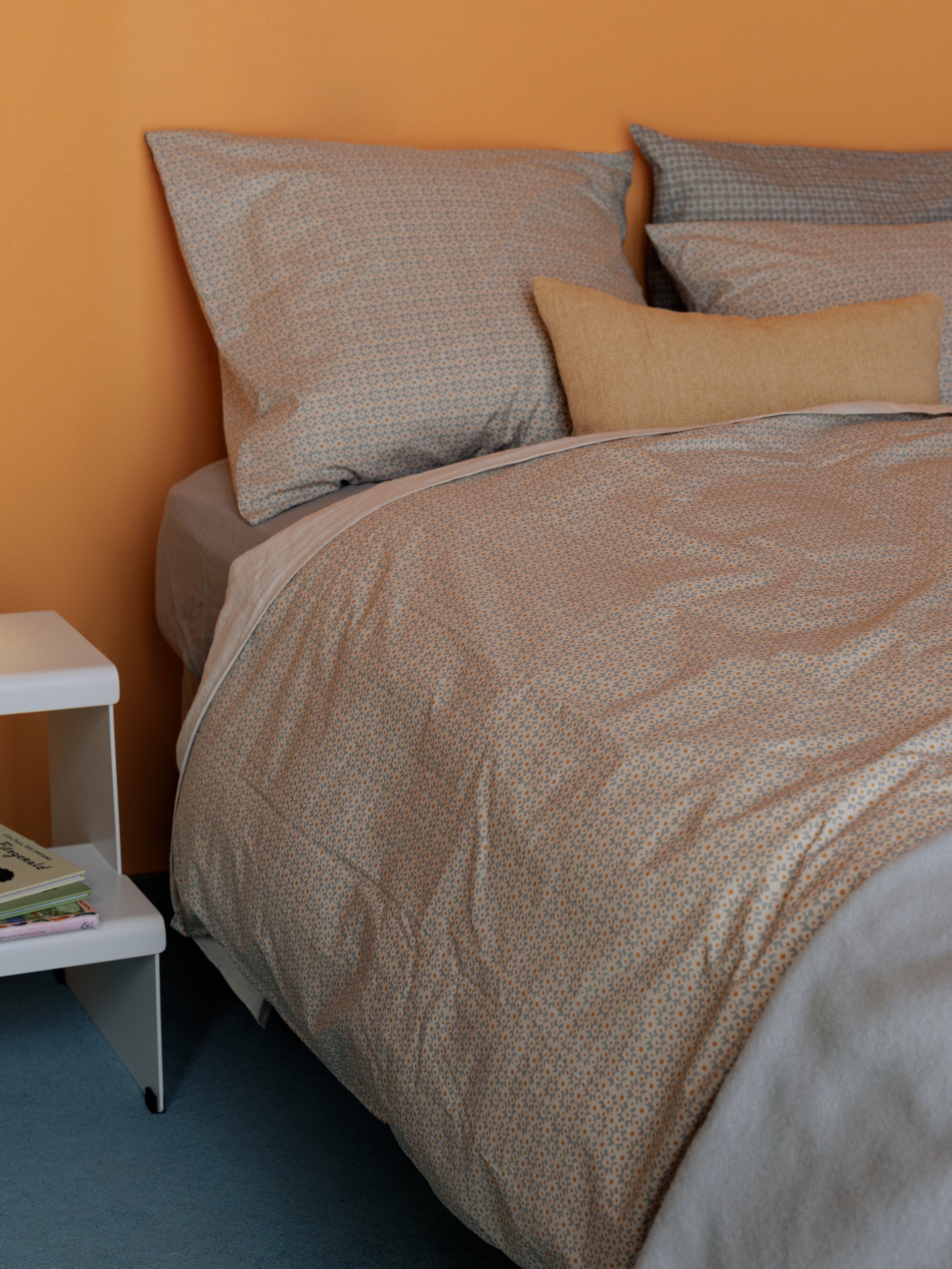 Porto Organic Cotton Duvet Cover Cloud/Pumpkin / King